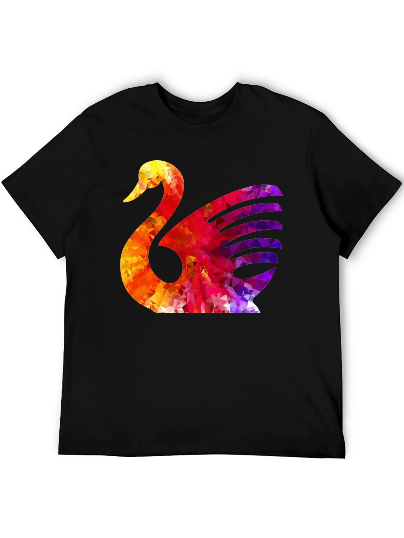 Geometric Swan Graphic T-Shirt - Stylish Bird Tee