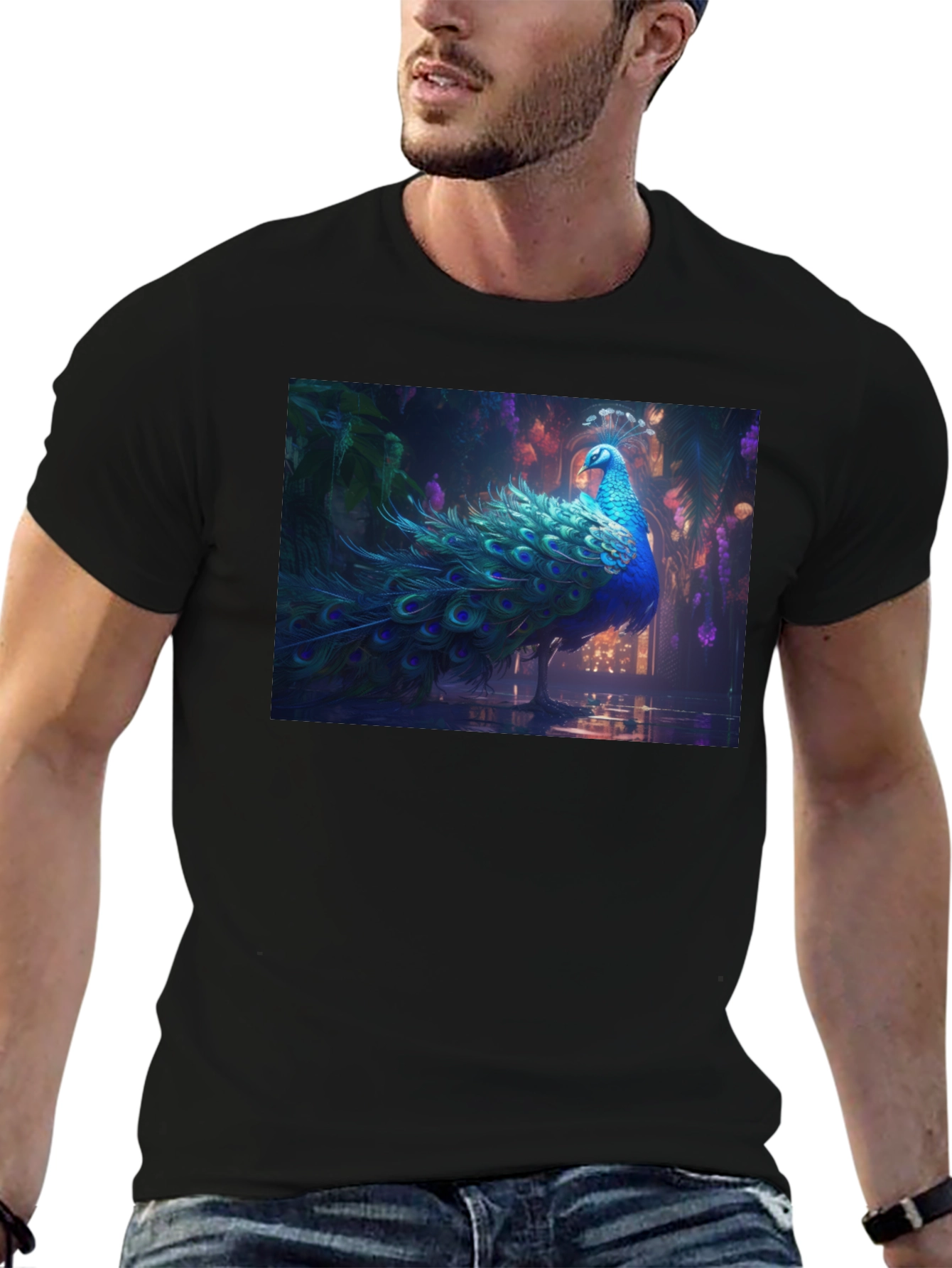Peacock Graphic Tee - Stylish Mens T-Shirt