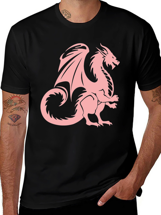 Black T-Shirt with Pink Dragon Graphic