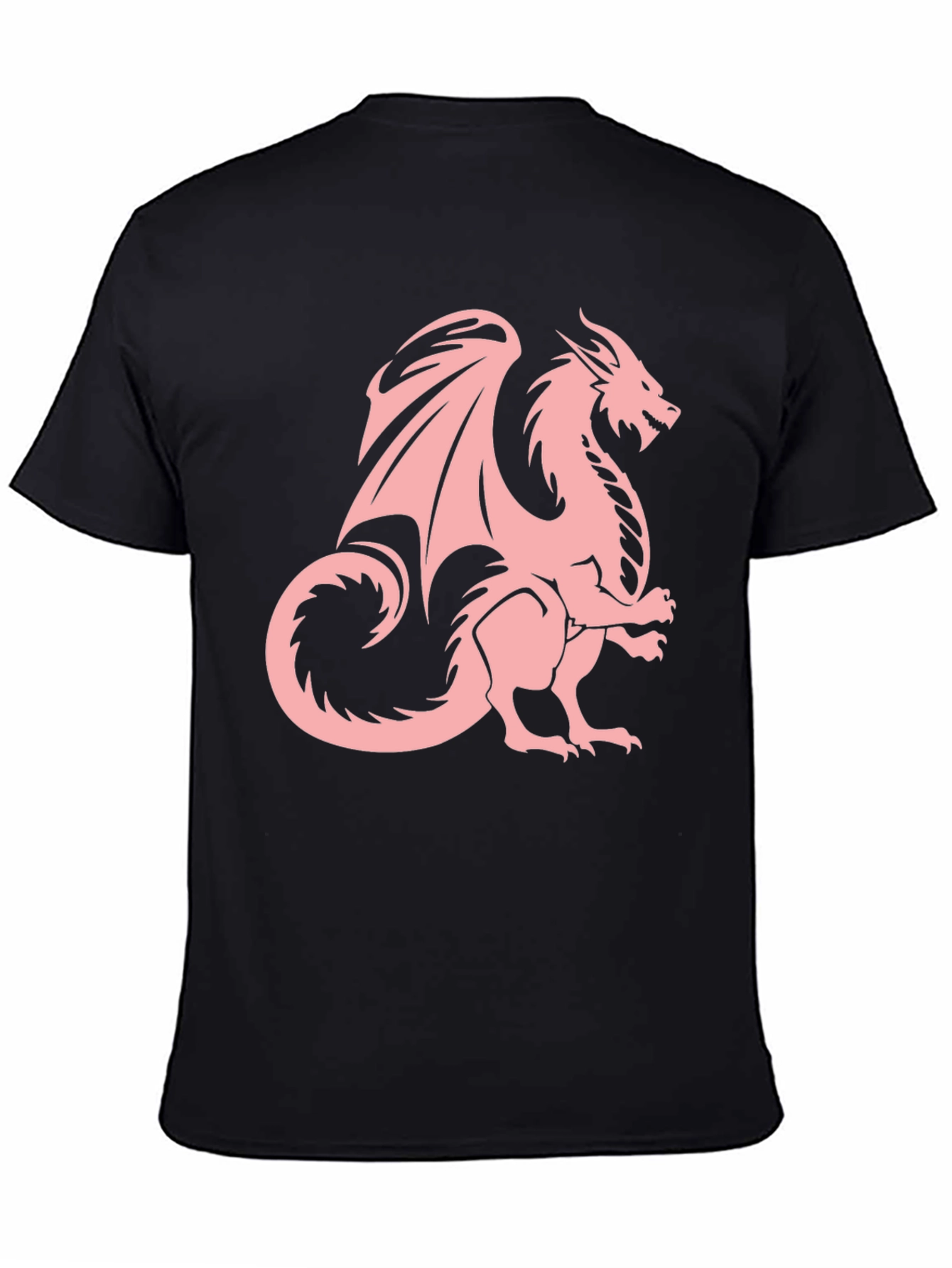 Black T-Shirt with Pink Dragon Graphic