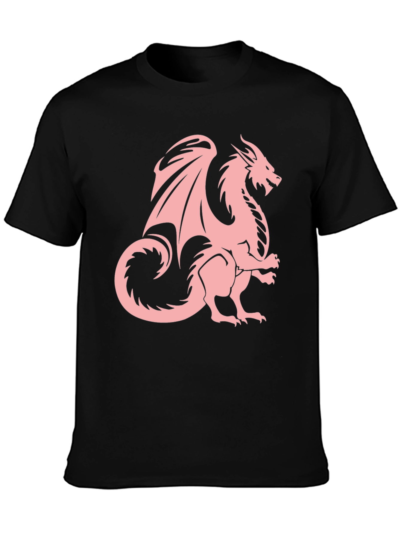 Black T-Shirt with Pink Dragon Graphic