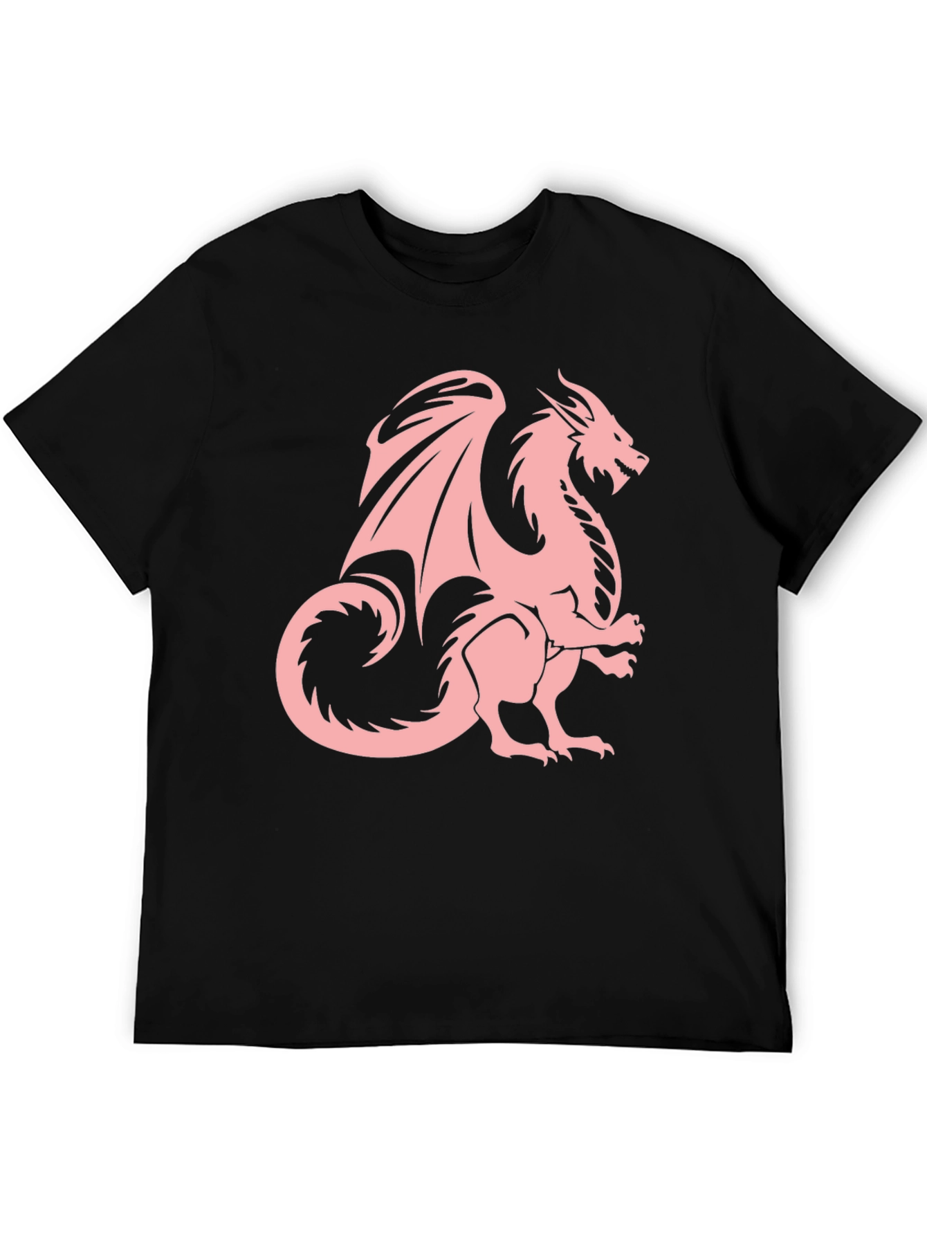Black T-Shirt with Pink Dragon Graphic