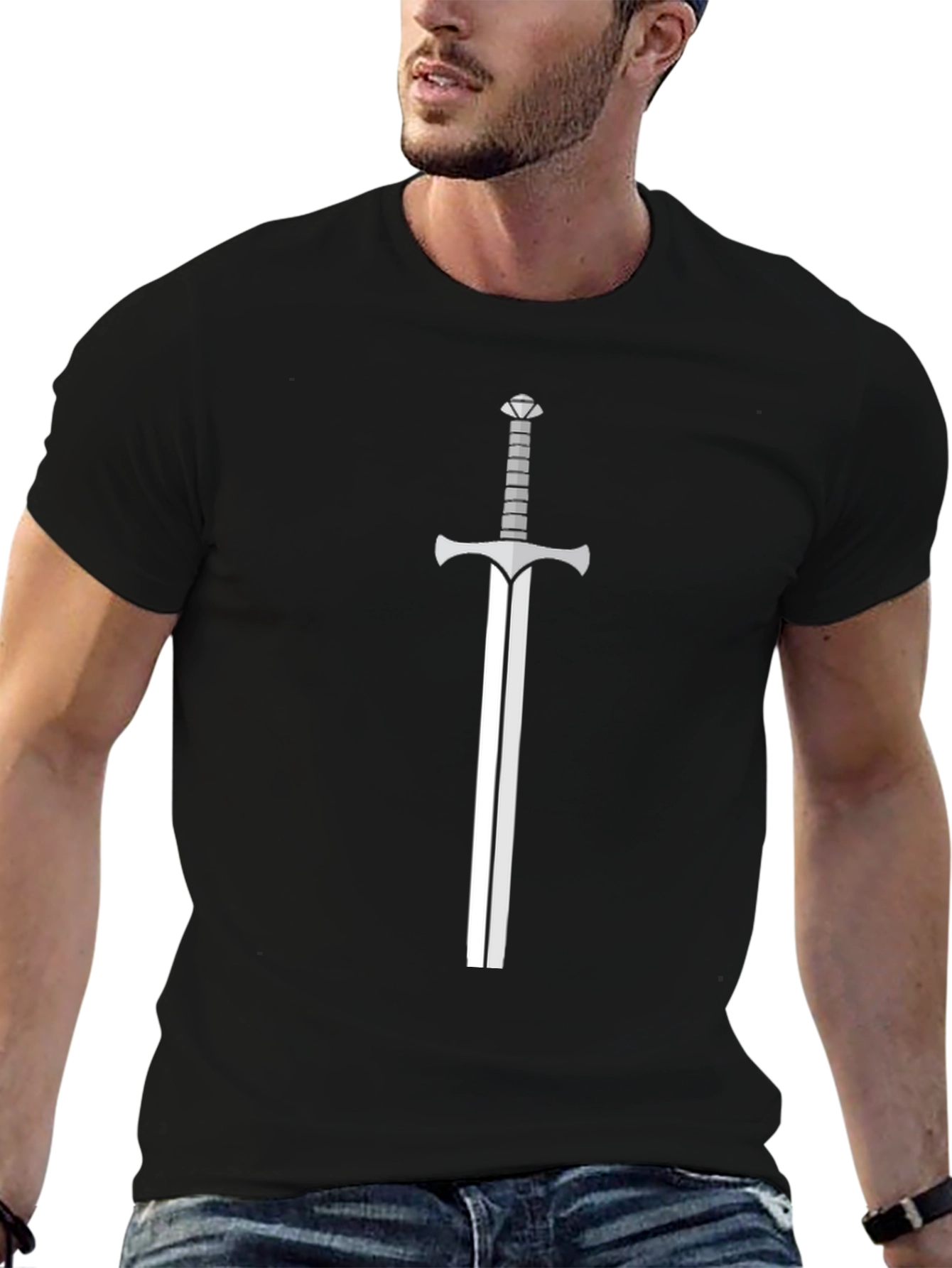 Sword Graphic Tee - Black Casual T-Shirt