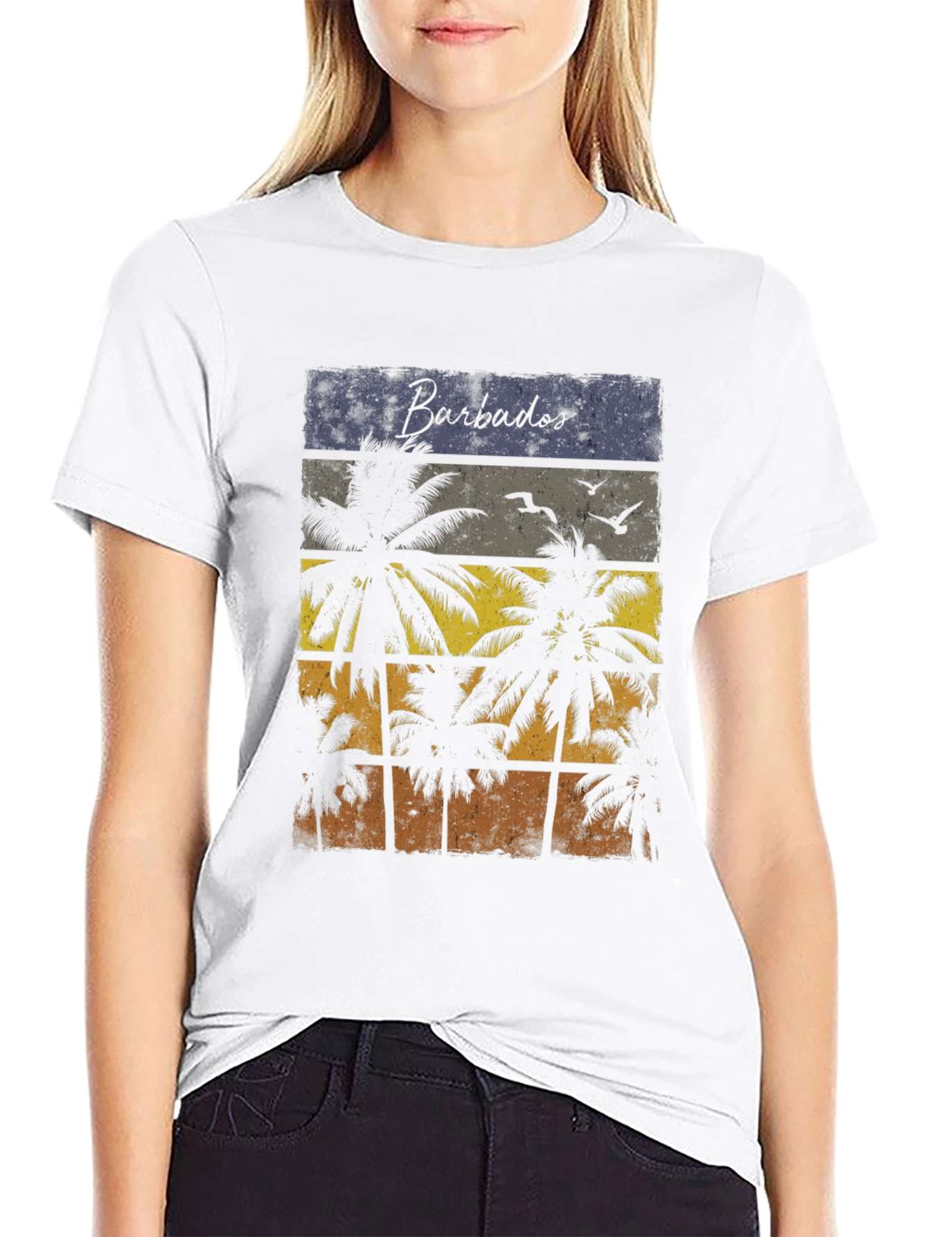 Barbados Sunset Palm Tree T-Shirt - Island Vibes
