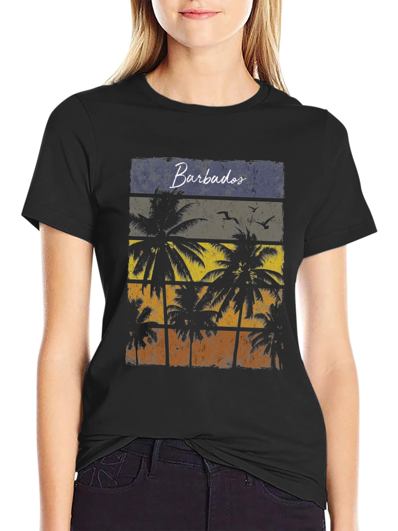 Barbados Sunset Palm Tree T-Shirt - Island Vibes