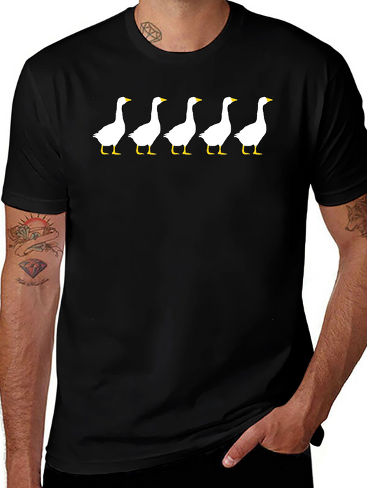 Five Geese Graphic T-Shirt - Black Cotton Tee