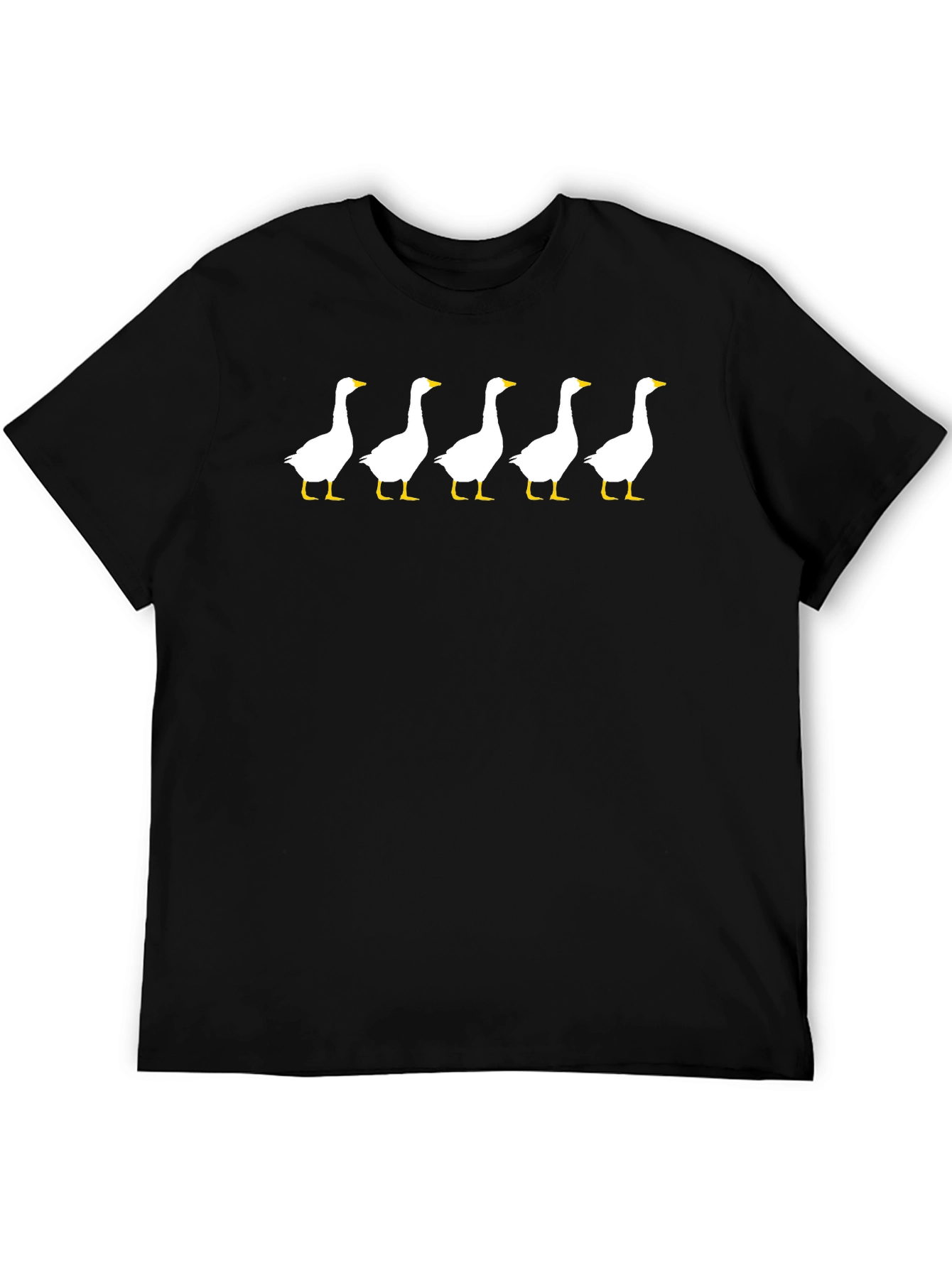 Five Geese Graphic T-Shirt - Black Cotton Tee