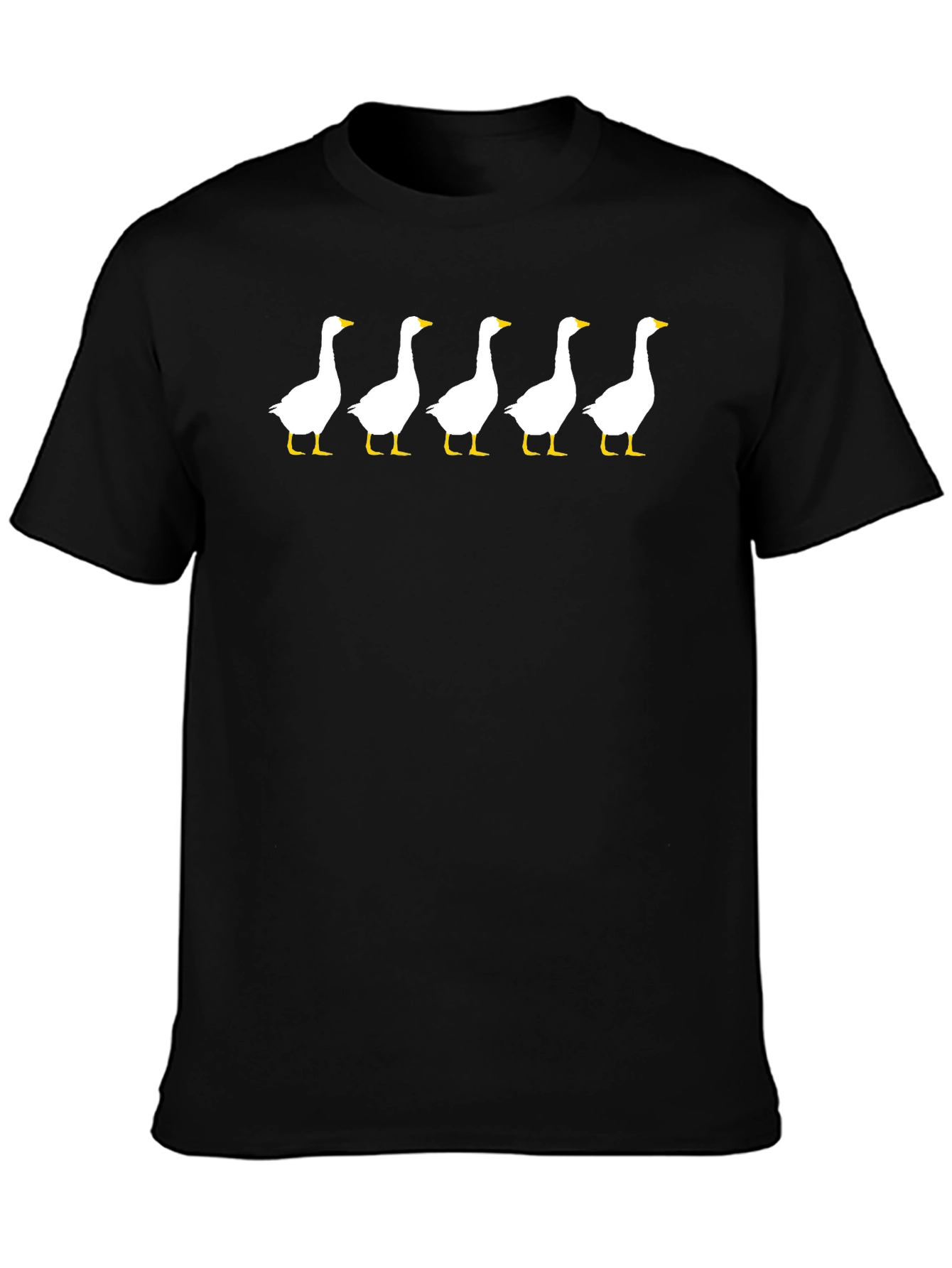 Five Geese Graphic T-Shirt - Black Cotton Tee