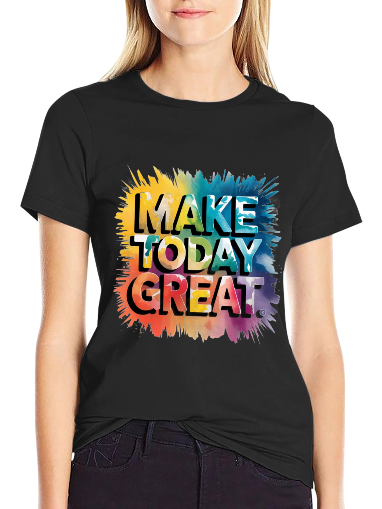 Make Today Great Graphic Tee - Black Cotton Blend