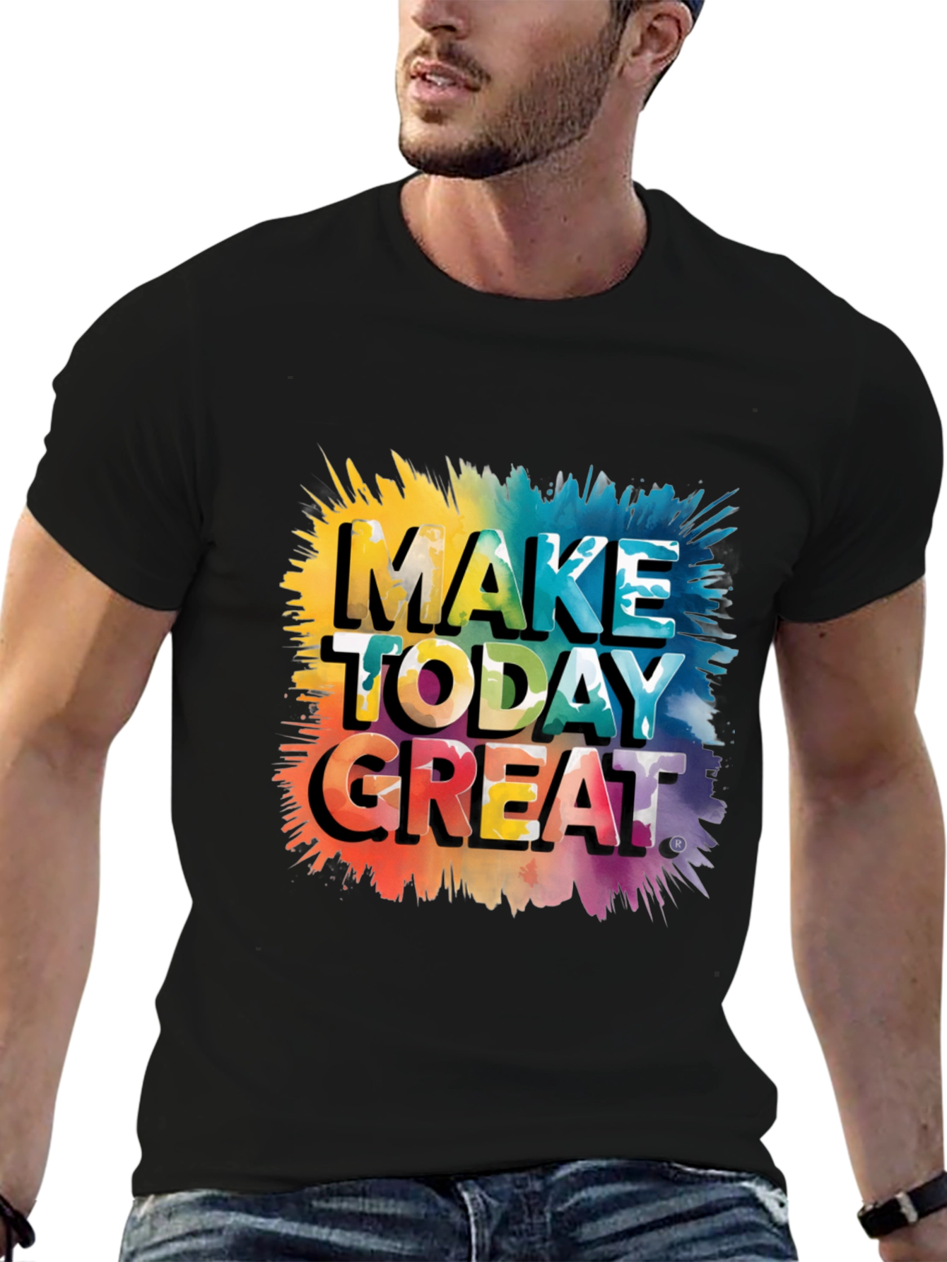 Make Today Great Graphic Tee - Black Cotton Blend