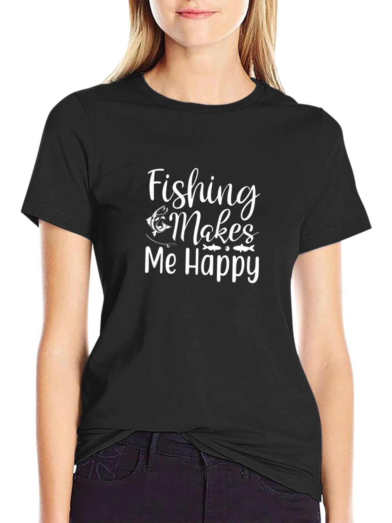 Fishing Makes Me Happy Graphic Tee