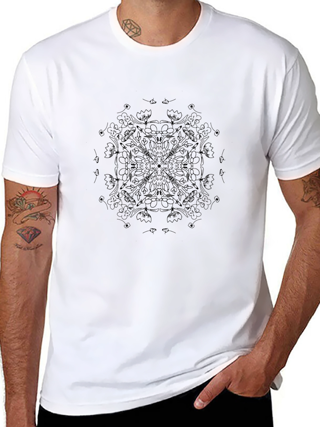 Black Mandala Print T-Shirt - Stylish Casual Wear
