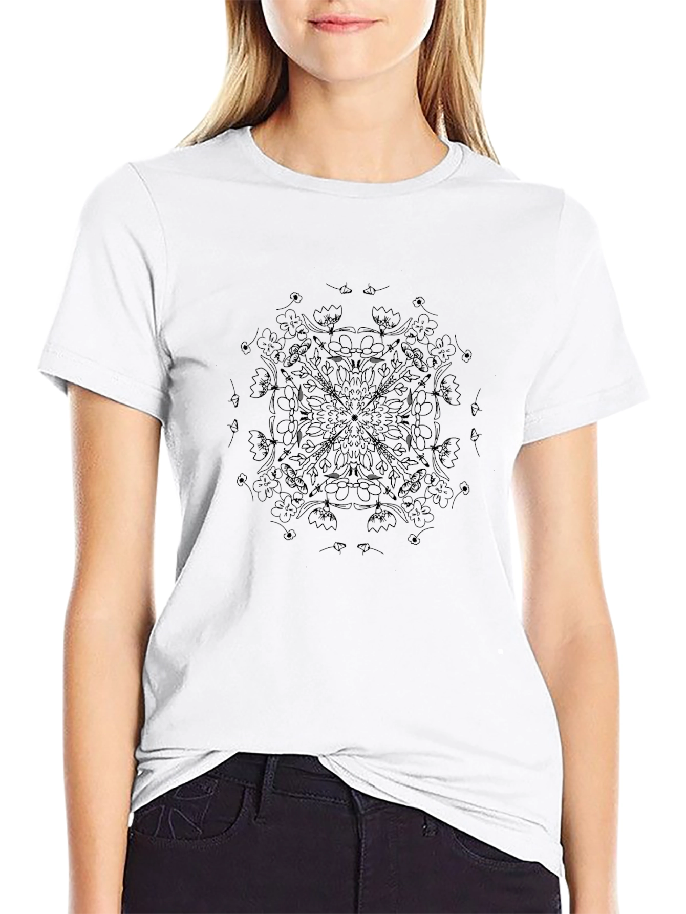 Black Mandala Print T-Shirt - Stylish Casual Wear