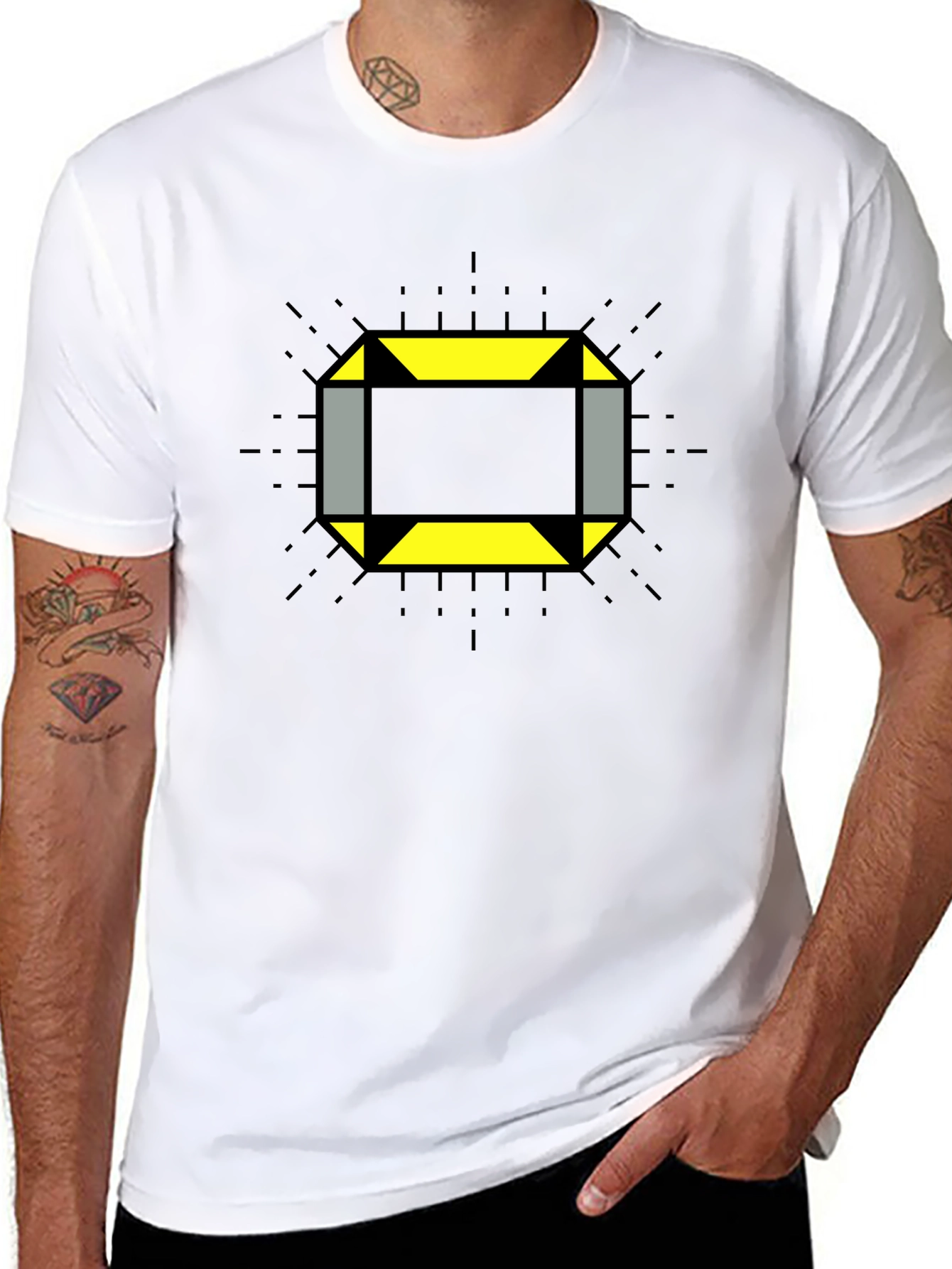 Geometric Square Graphic Tee - Modern Style
