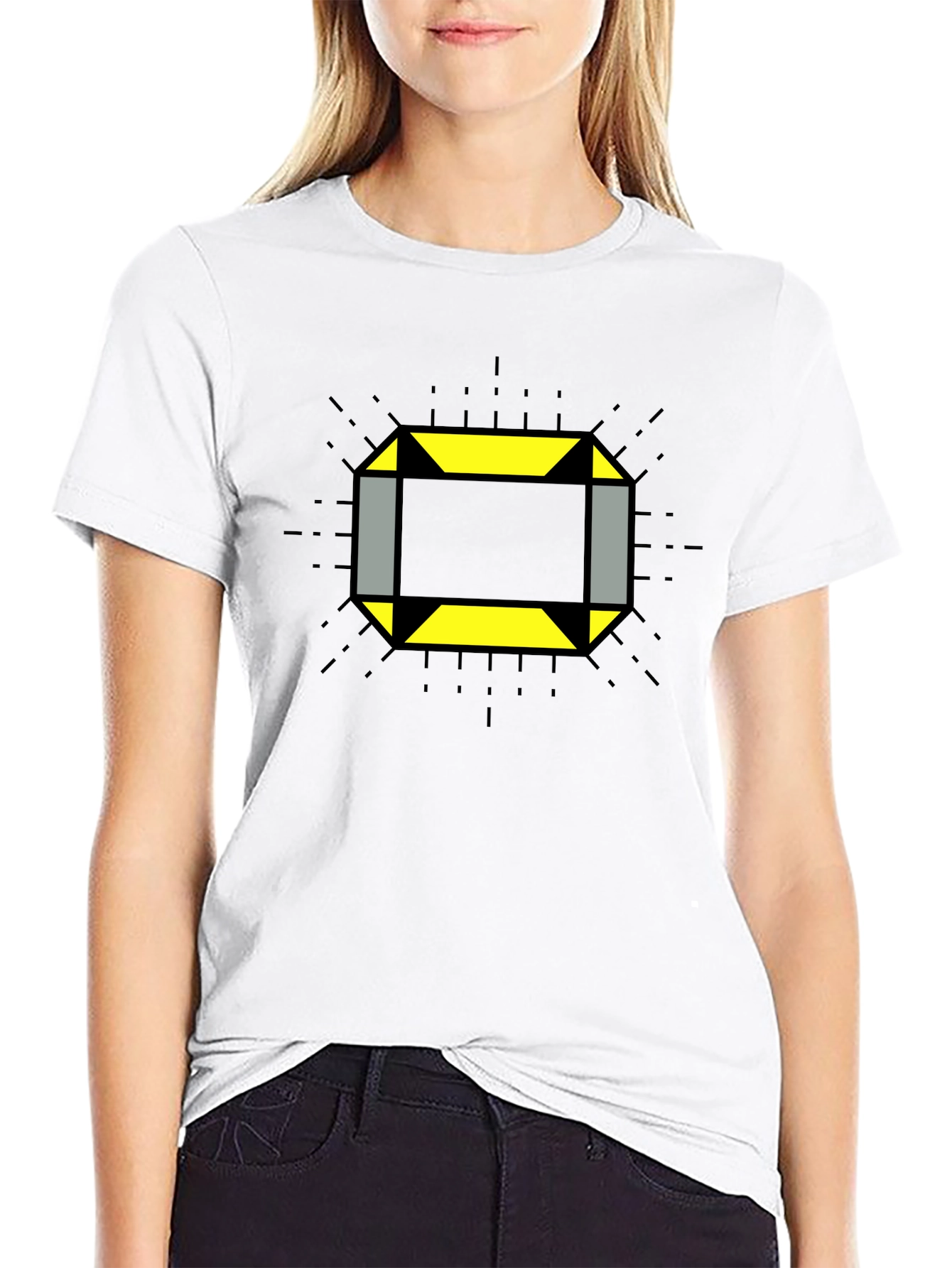 Geometric Square Graphic Tee - Modern Style
