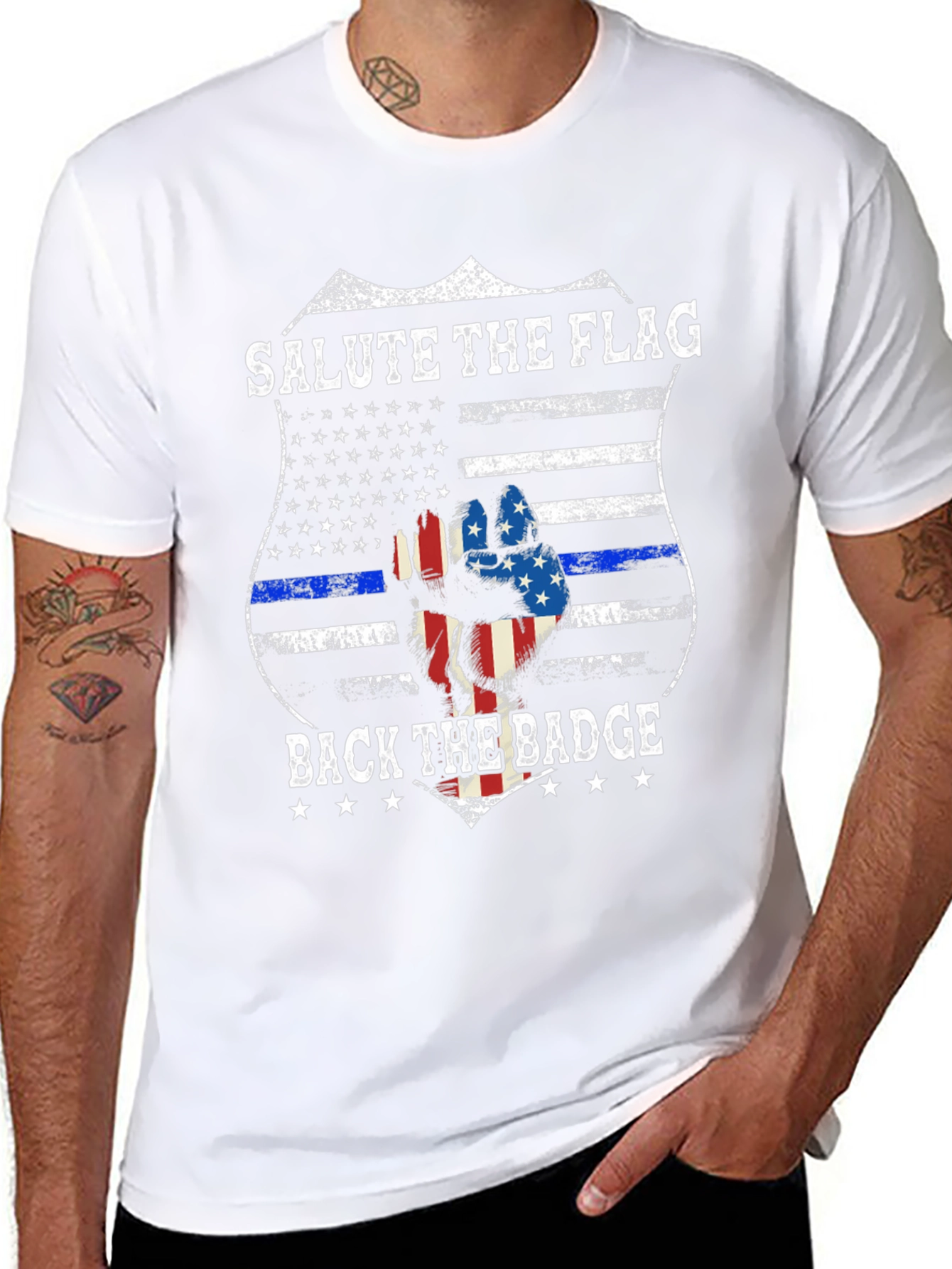Salute the Flag Back the Badge Graphic Tee