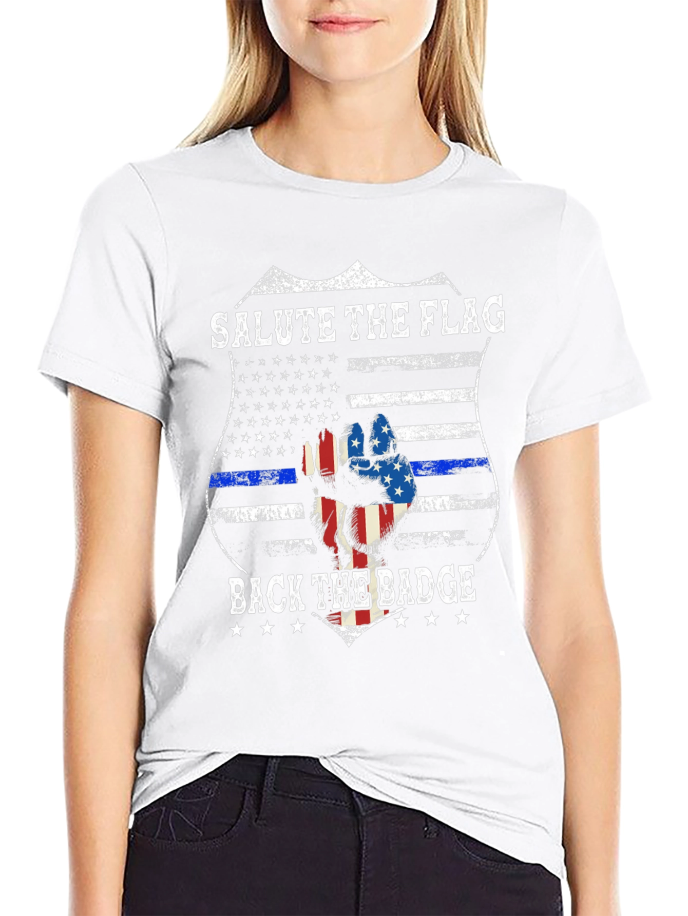 Salute the Flag Back the Badge Graphic Tee