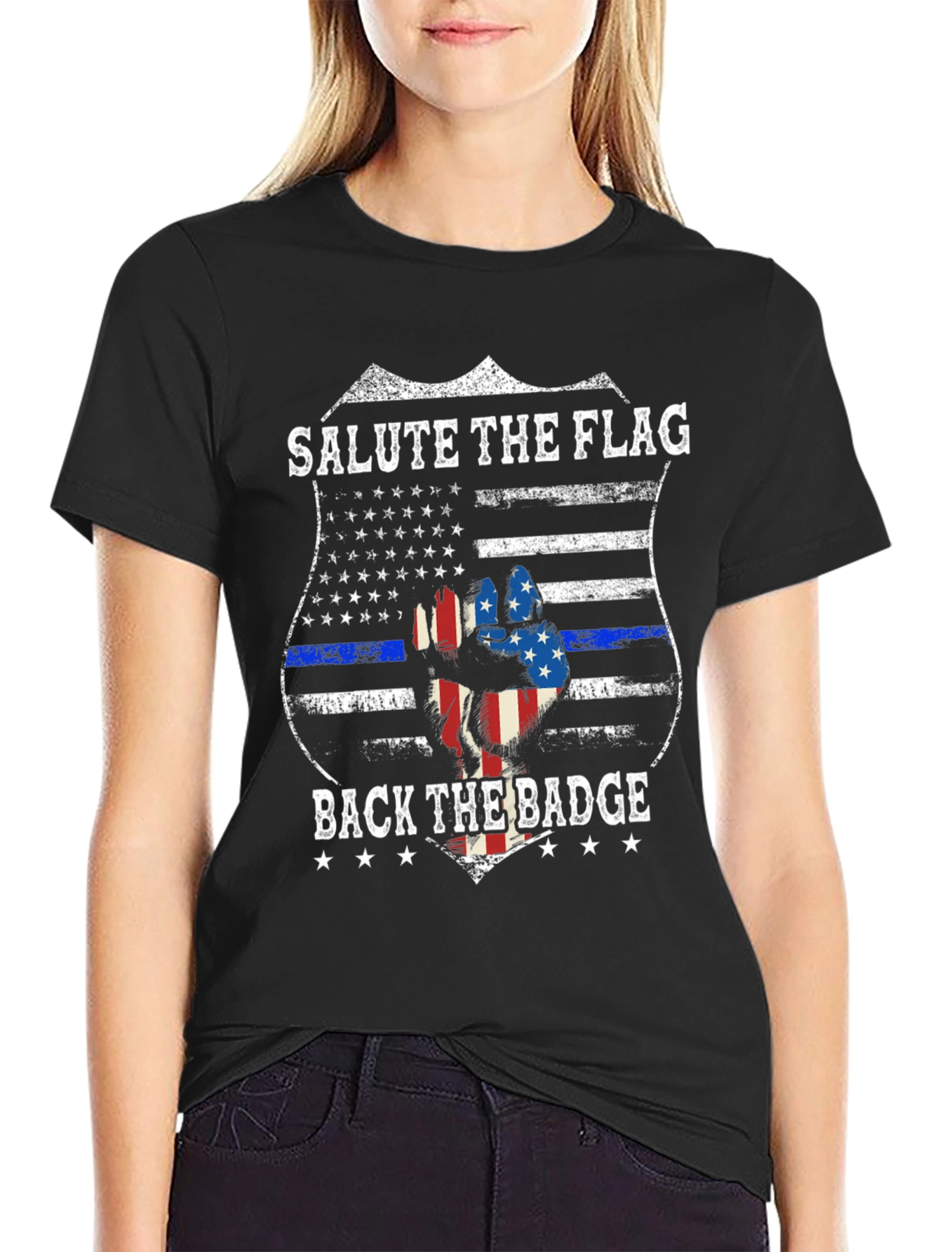 Salute the Flag Back the Badge Graphic Tee