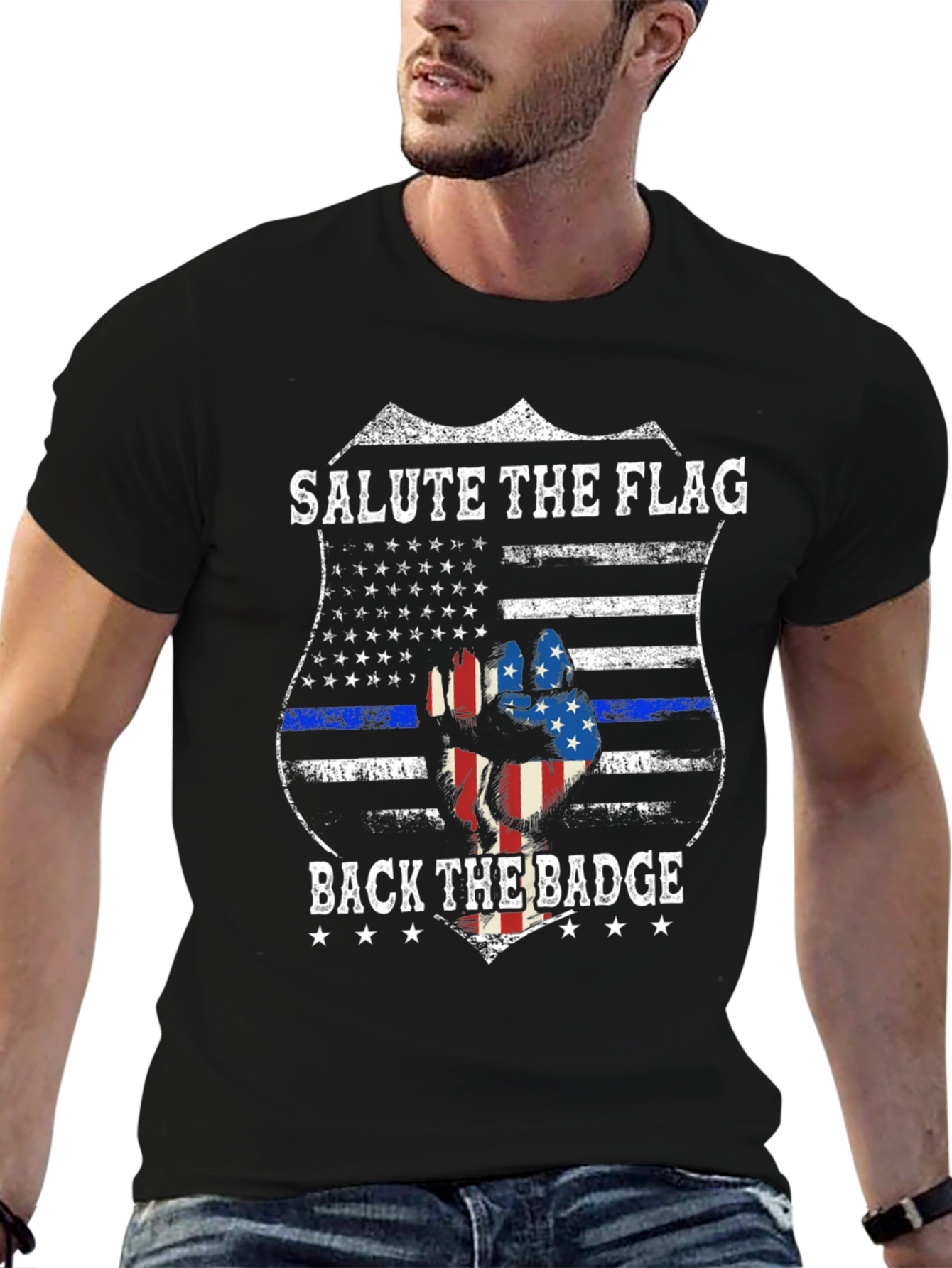 Salute the Flag Back the Badge Graphic Tee