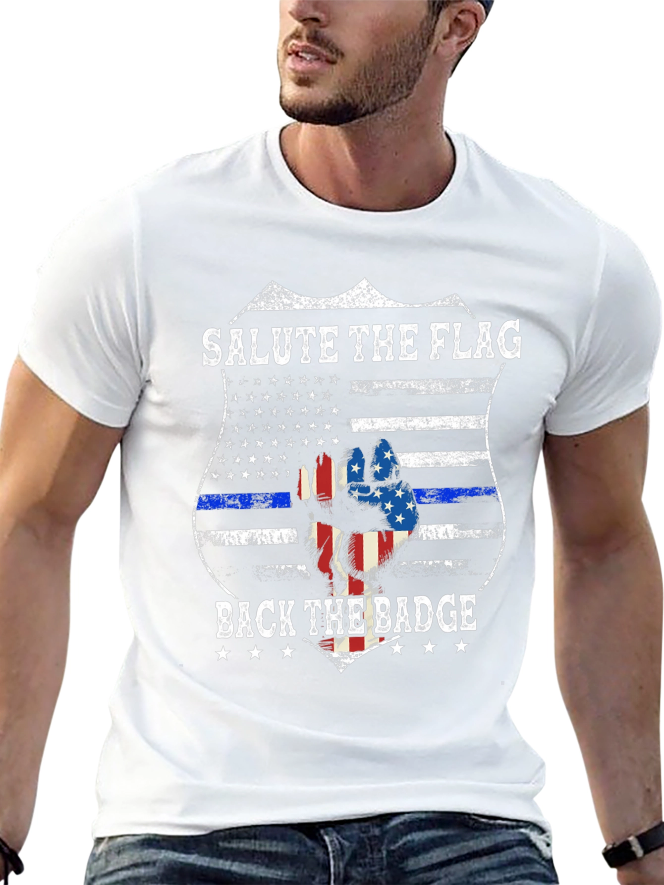 Salute the Flag Back the Badge Graphic Tee