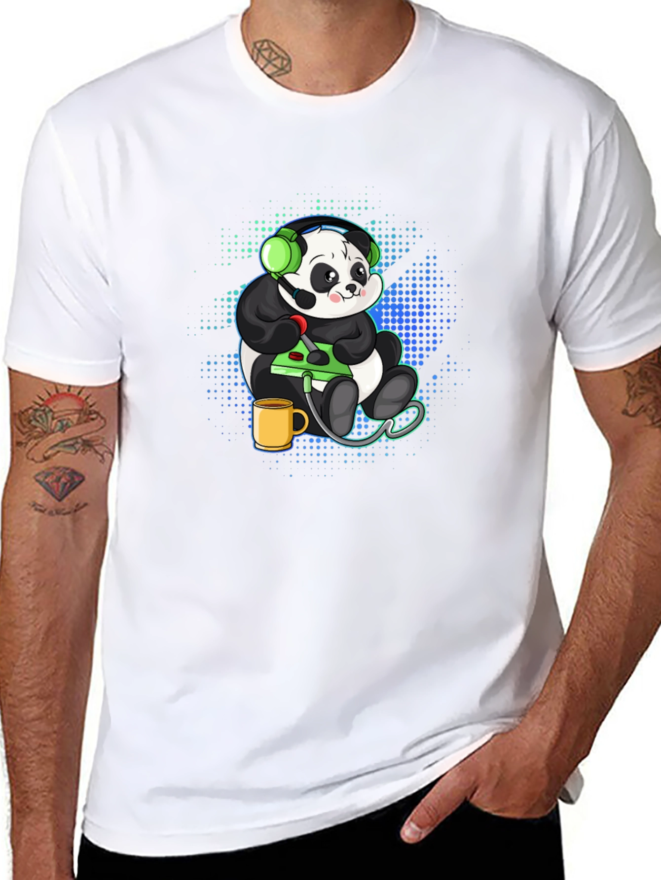 Gamer Panda Graphic Tee - Black Cotton T-Shirt