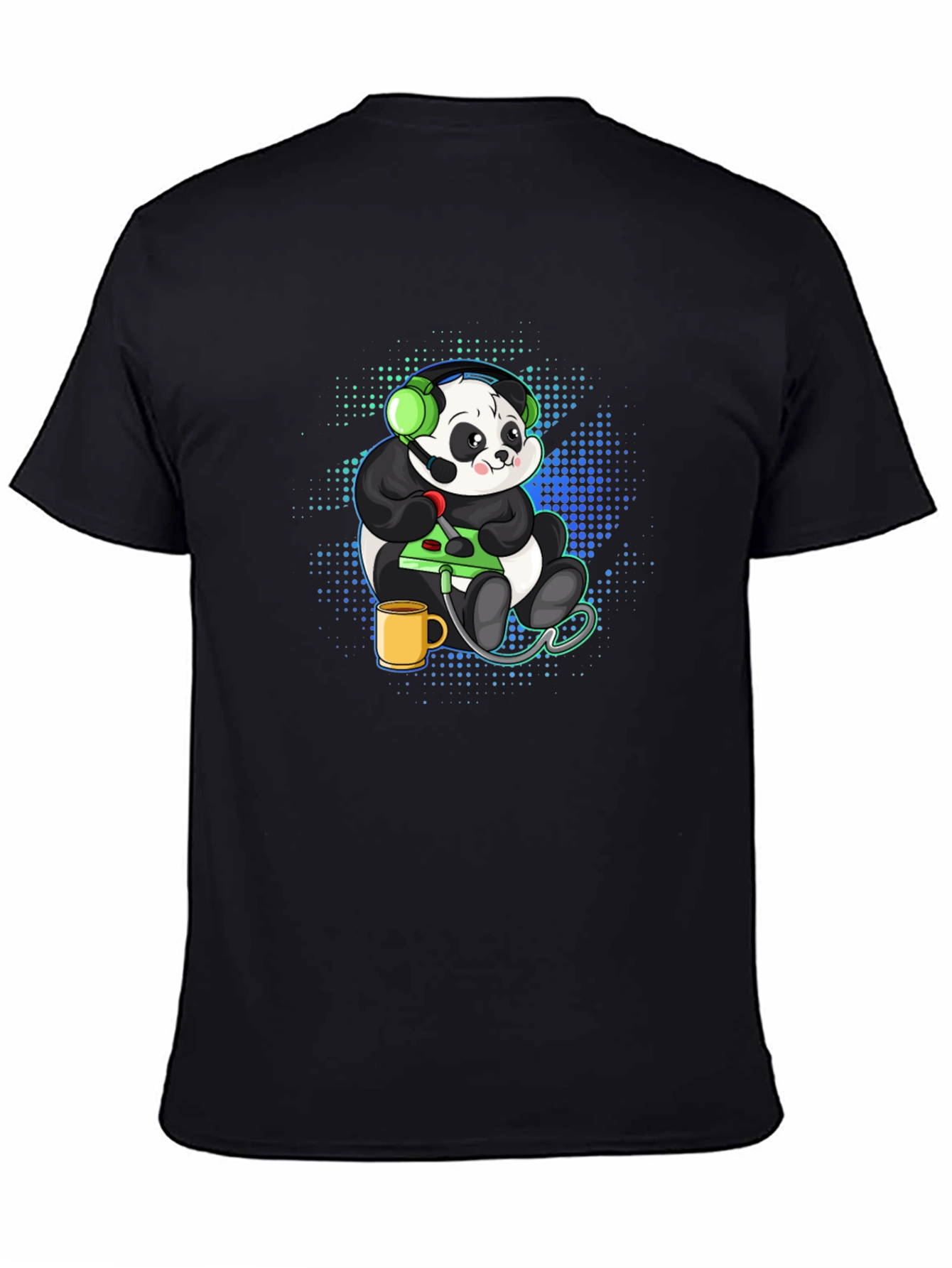 Gamer Panda Graphic Tee - Black Cotton T-Shirt