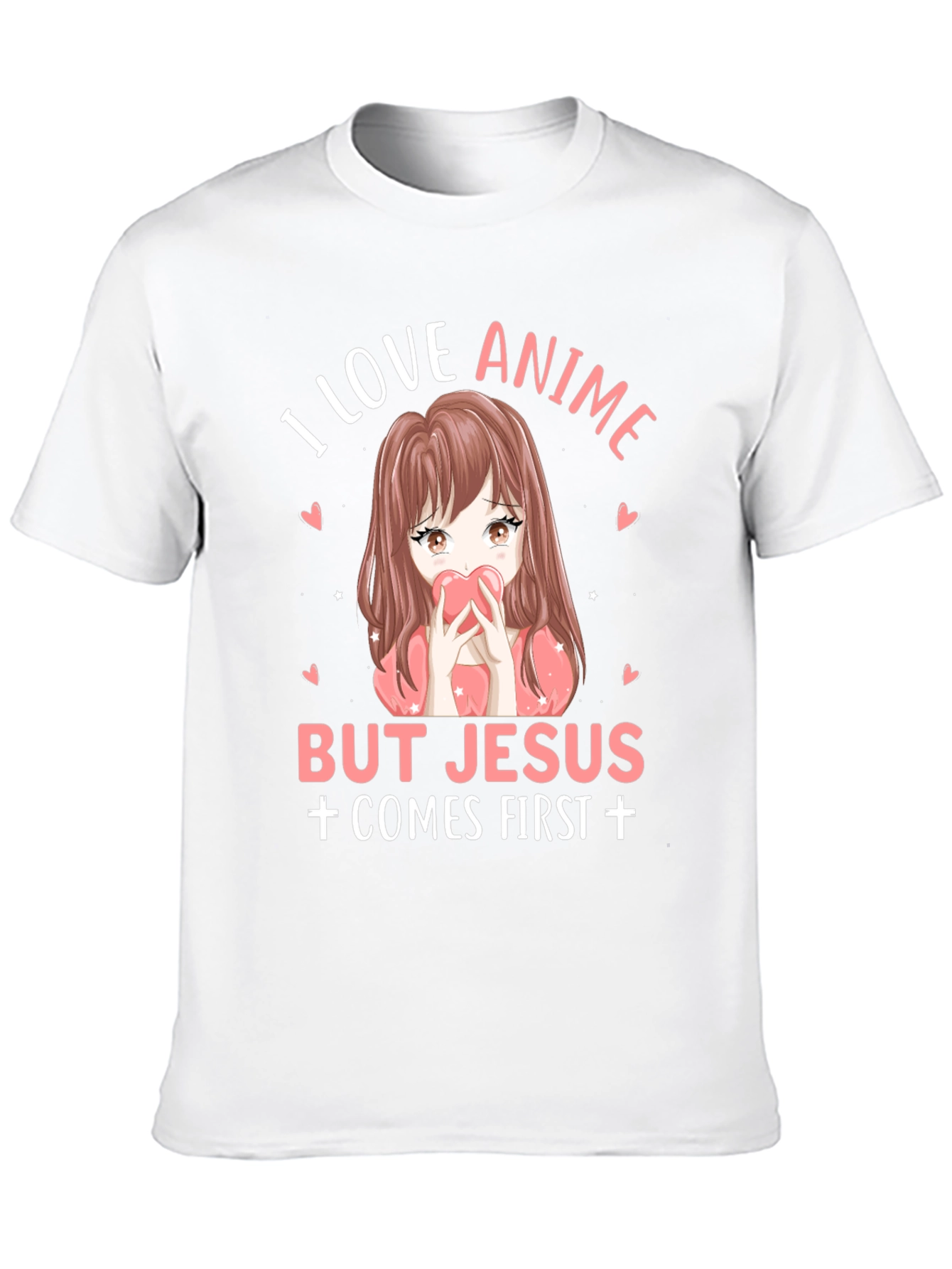 I Love Anime But Jesus Comes First Black T-Shirt