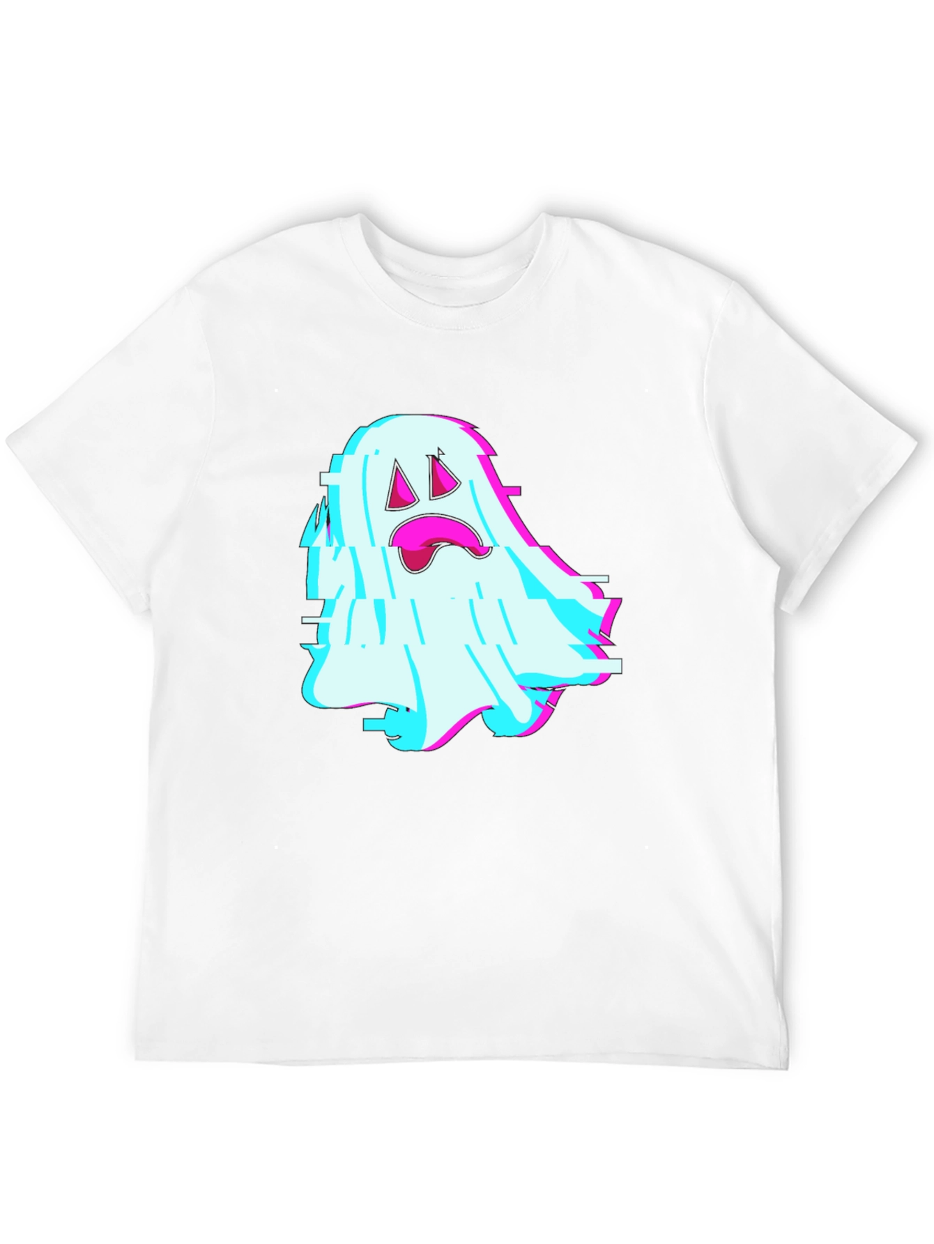 Glitch Ghost Graphic Tee - Soft Black Cotton Blend