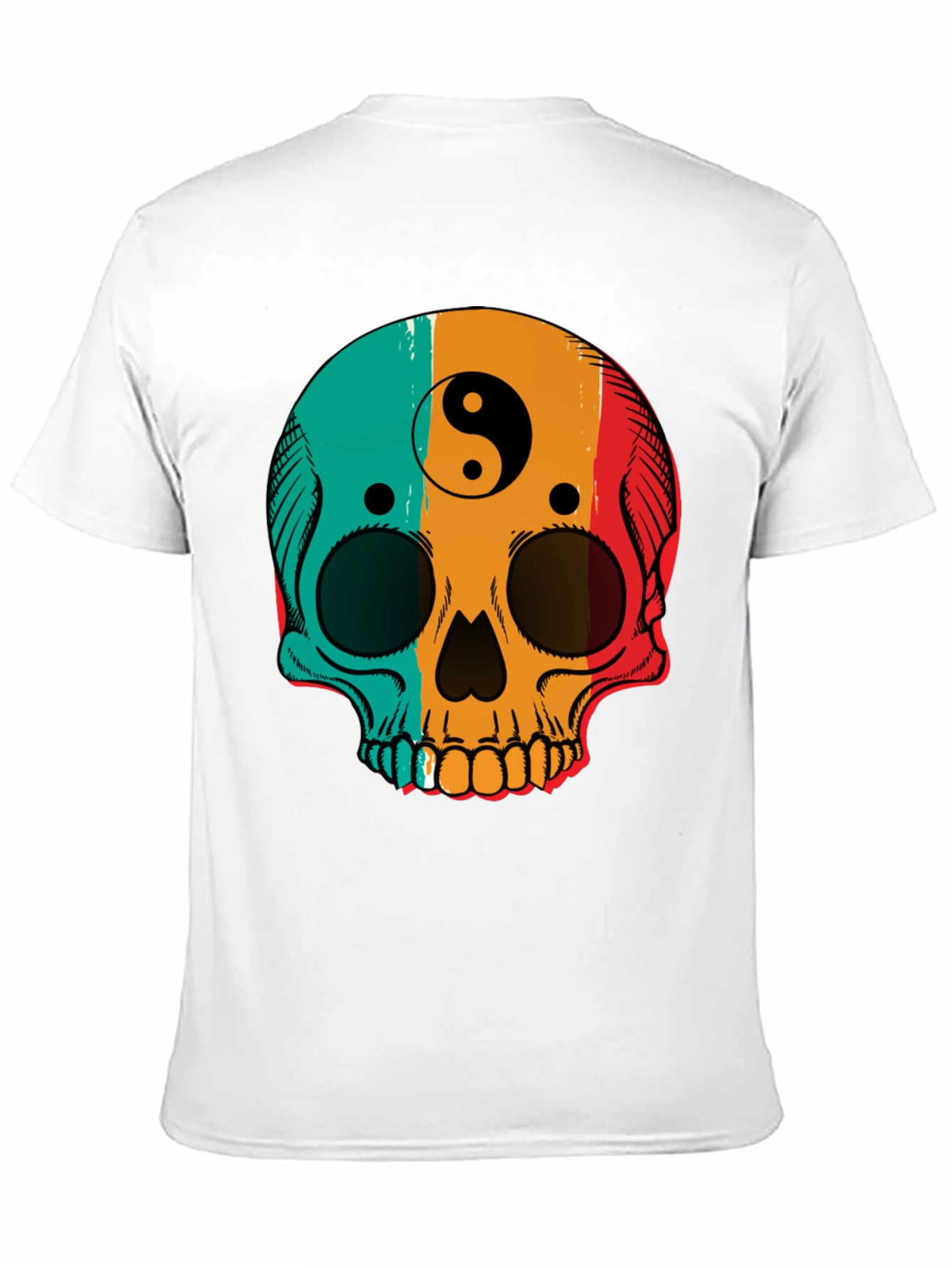 Yin Yang Skull Graphic Tee - Mens Black T-Shirt