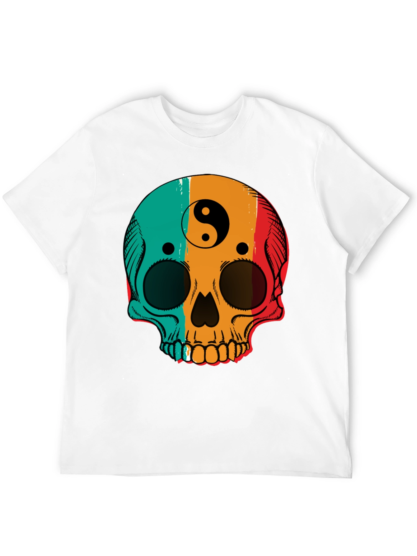 Yin Yang Skull Graphic Tee - Mens Black T-Shirt