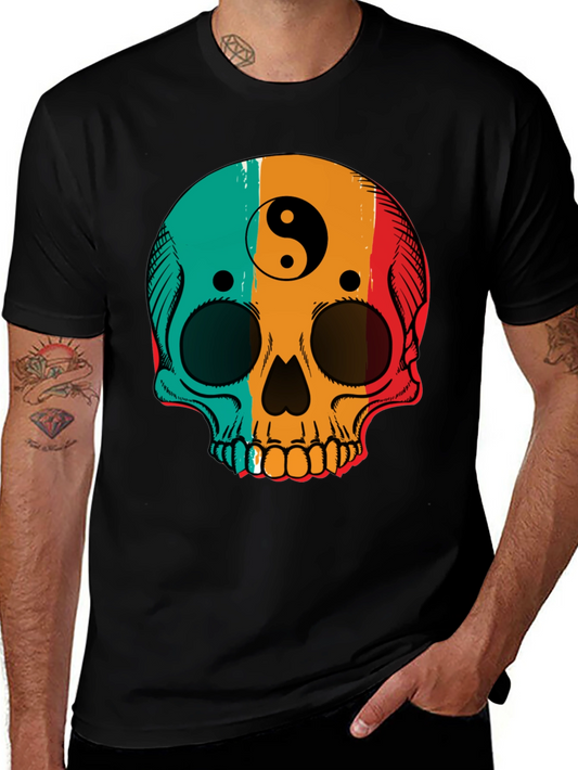 Yin Yang Skull Graphic Tee - Mens Black T-Shirt