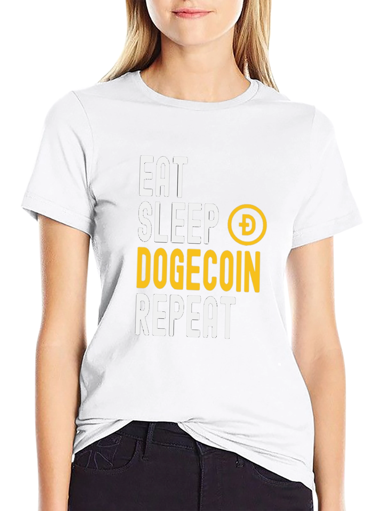 Eat Sleep Dogecoin Repeat Graphic Tee - Crypto Shirt
