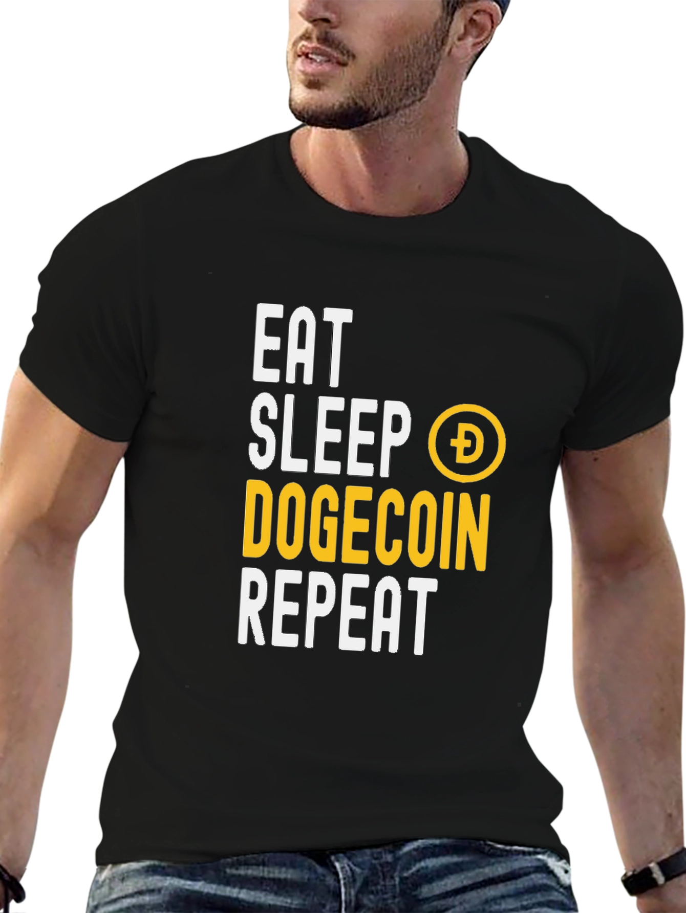 Eat Sleep Dogecoin Repeat Graphic Tee - Crypto Shirt