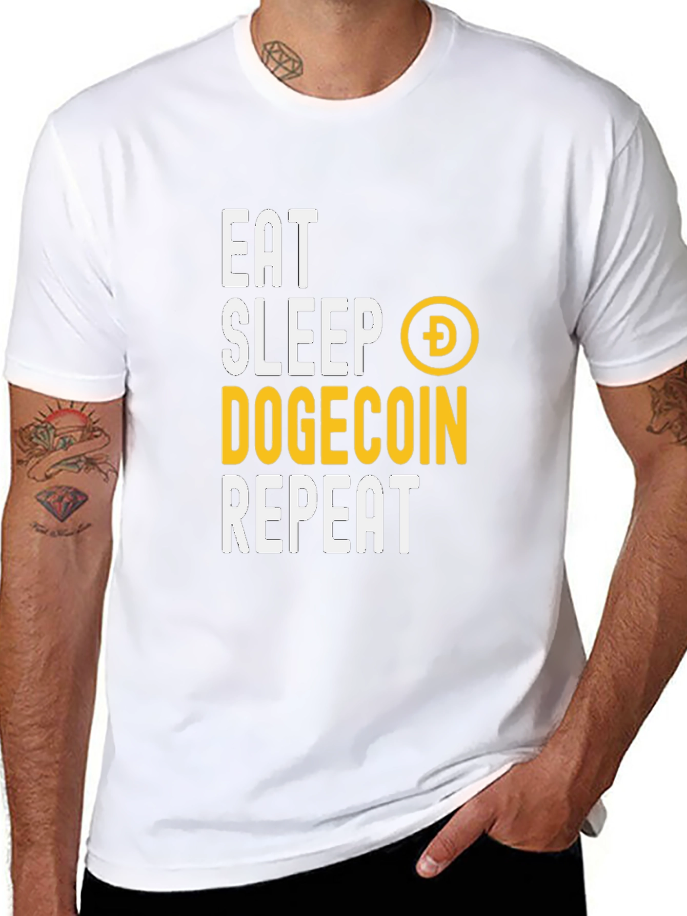 Eat Sleep Dogecoin Repeat Graphic Tee - Crypto Shirt