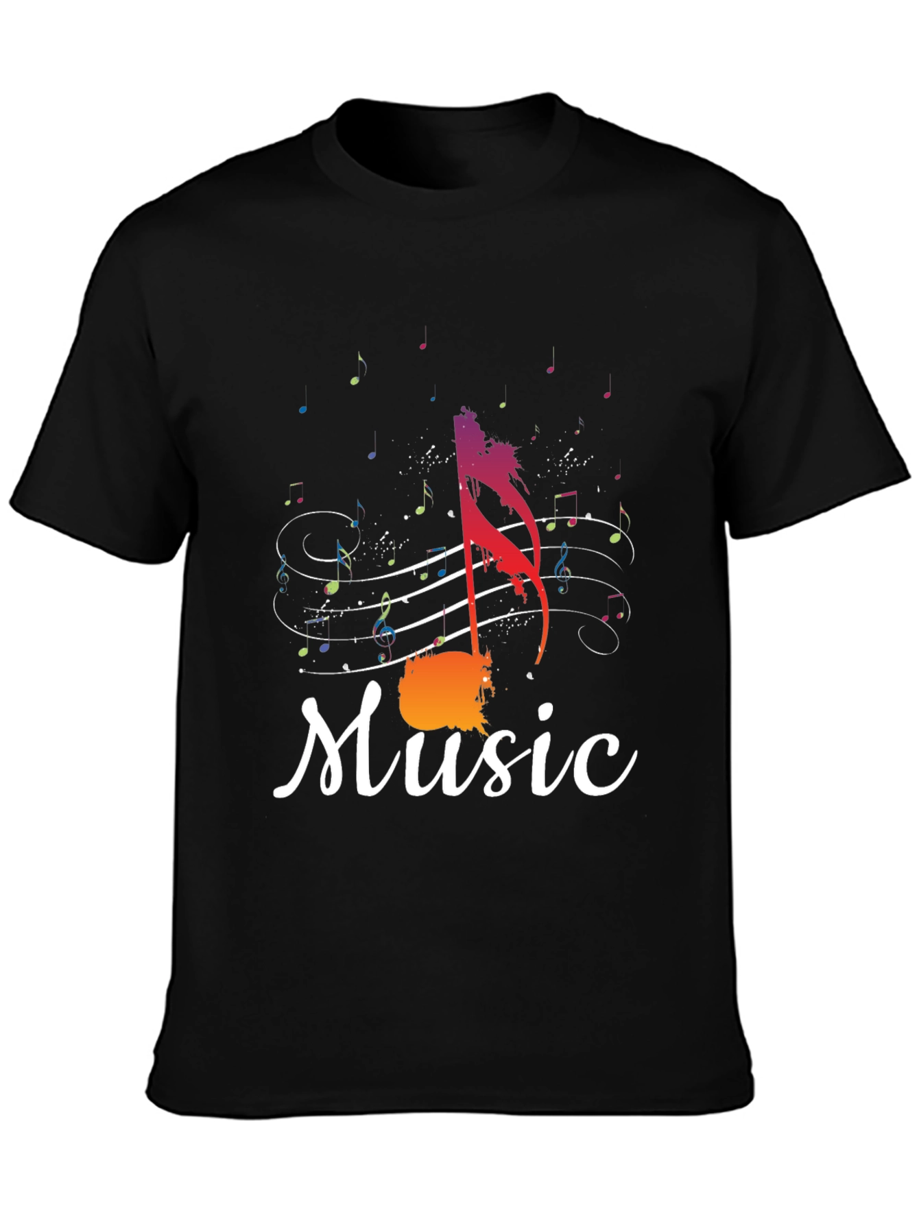 Music Note Graphic Tee - Stylish Mens Black T-Shirt