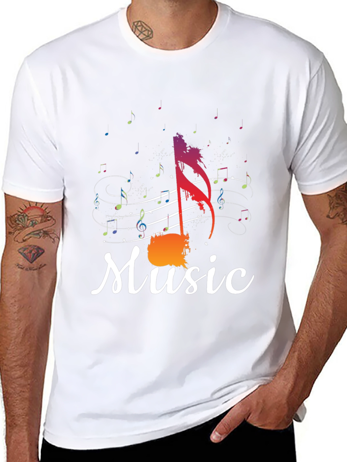 Music Note Graphic Tee - Stylish Mens Black T-Shirt