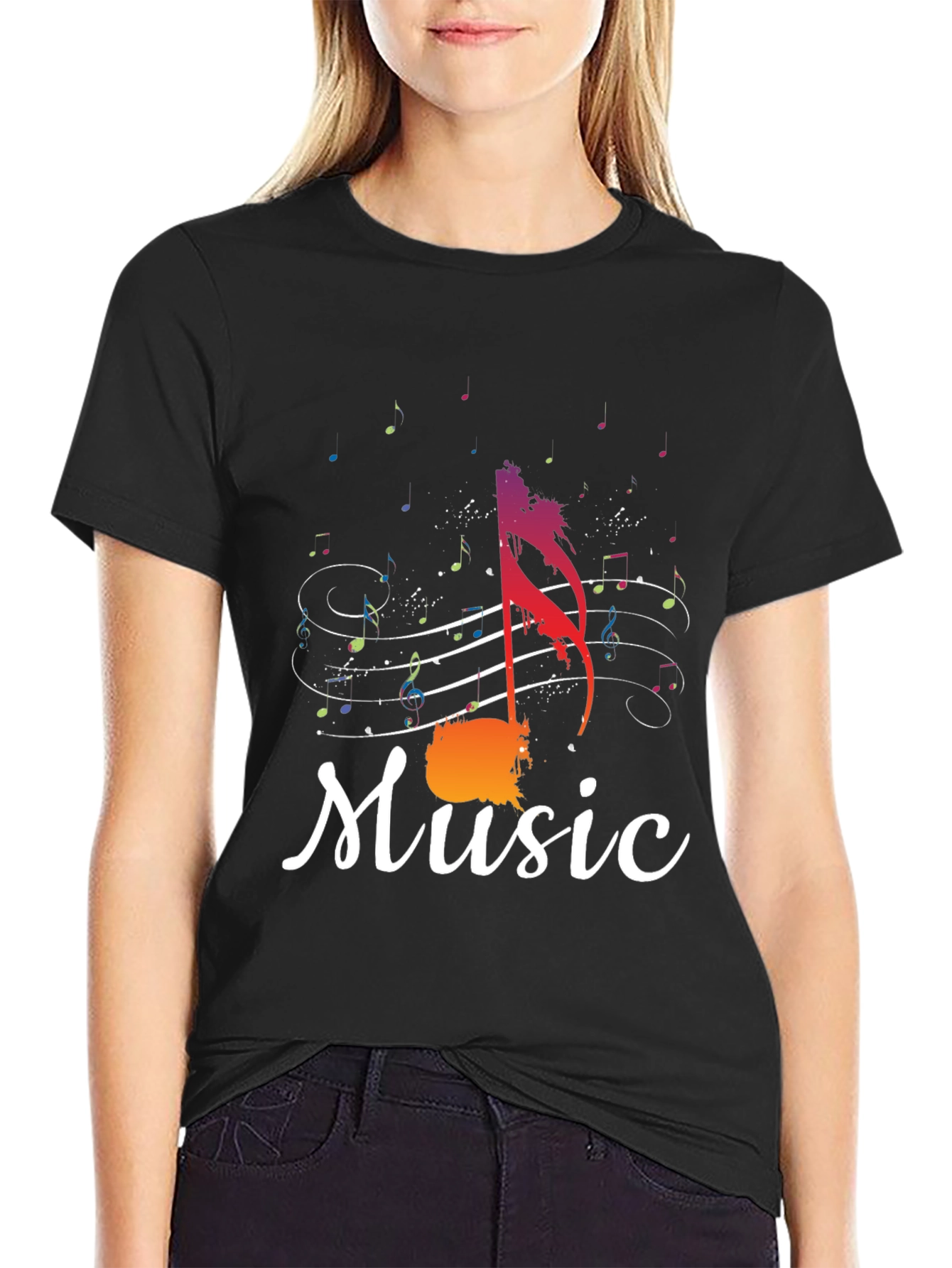 Music Note Graphic Tee - Stylish Mens Black T-Shirt