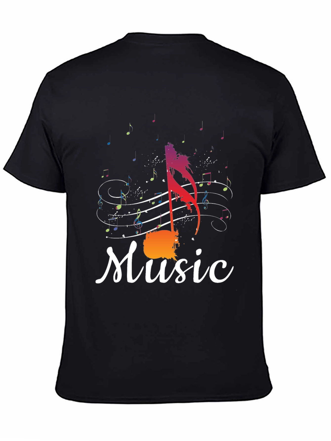 Music Note Graphic Tee - Stylish Mens Black T-Shirt