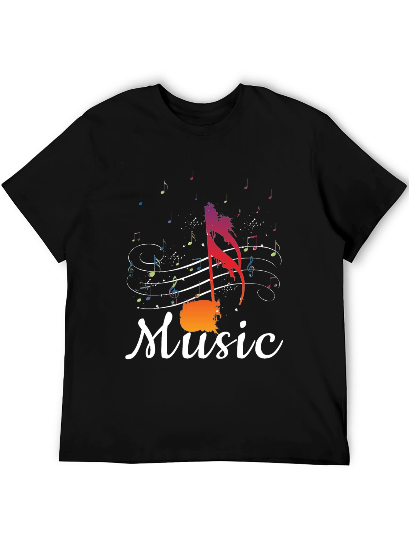 Music Note Graphic Tee - Stylish Mens Black T-Shirt