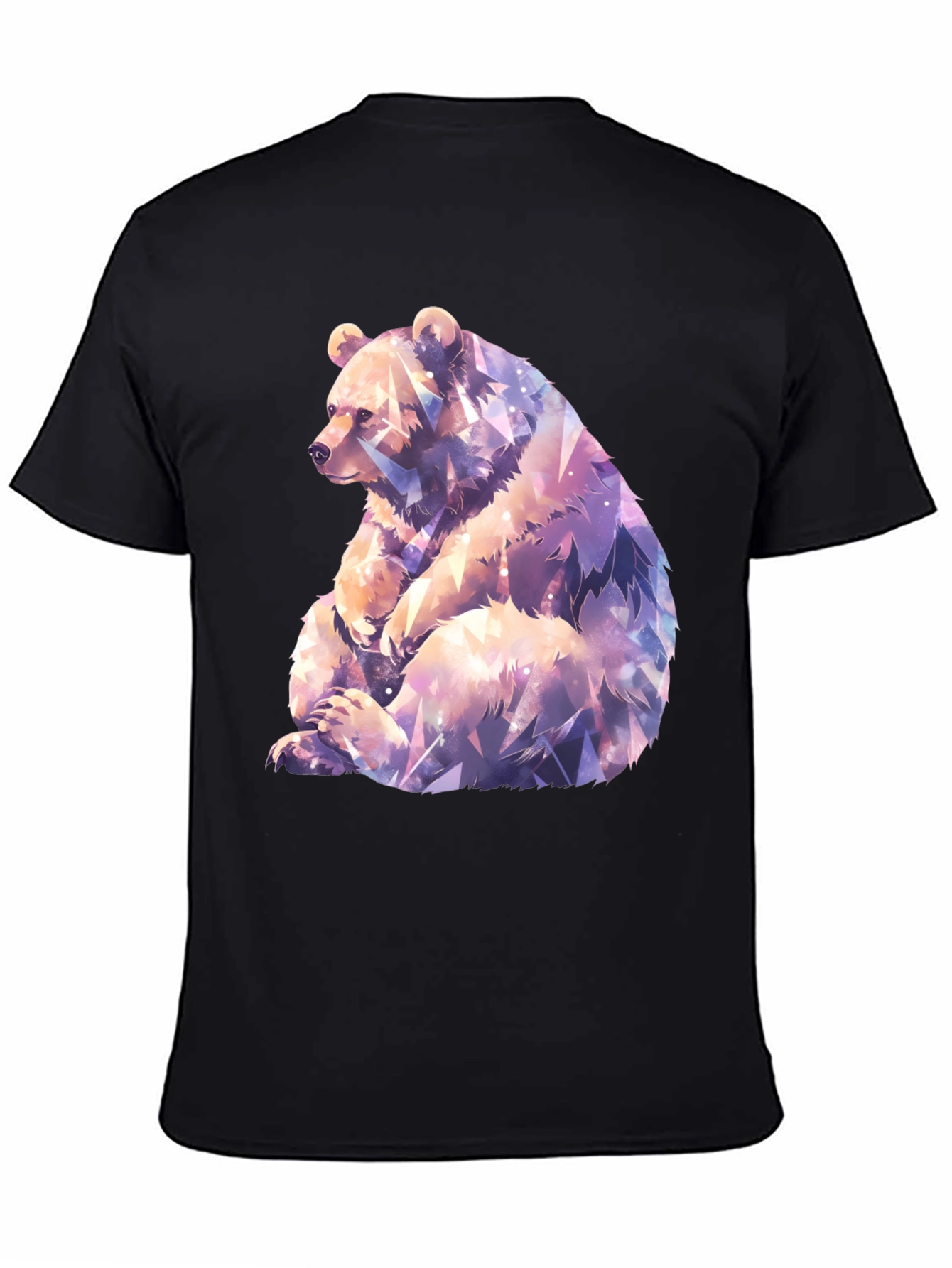 Geometric Bear Graphic Tee - Stylish Mens Black T-Shirt