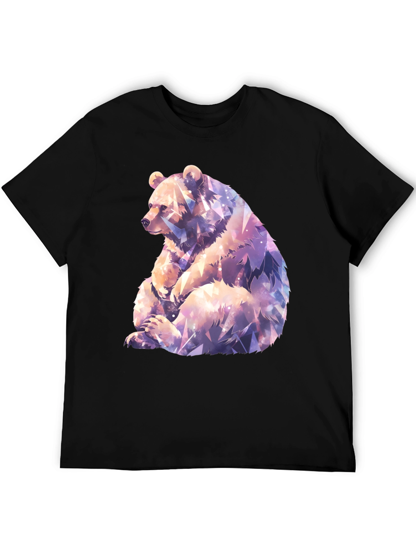Geometric Bear Graphic Tee - Stylish Mens Black T-Shirt