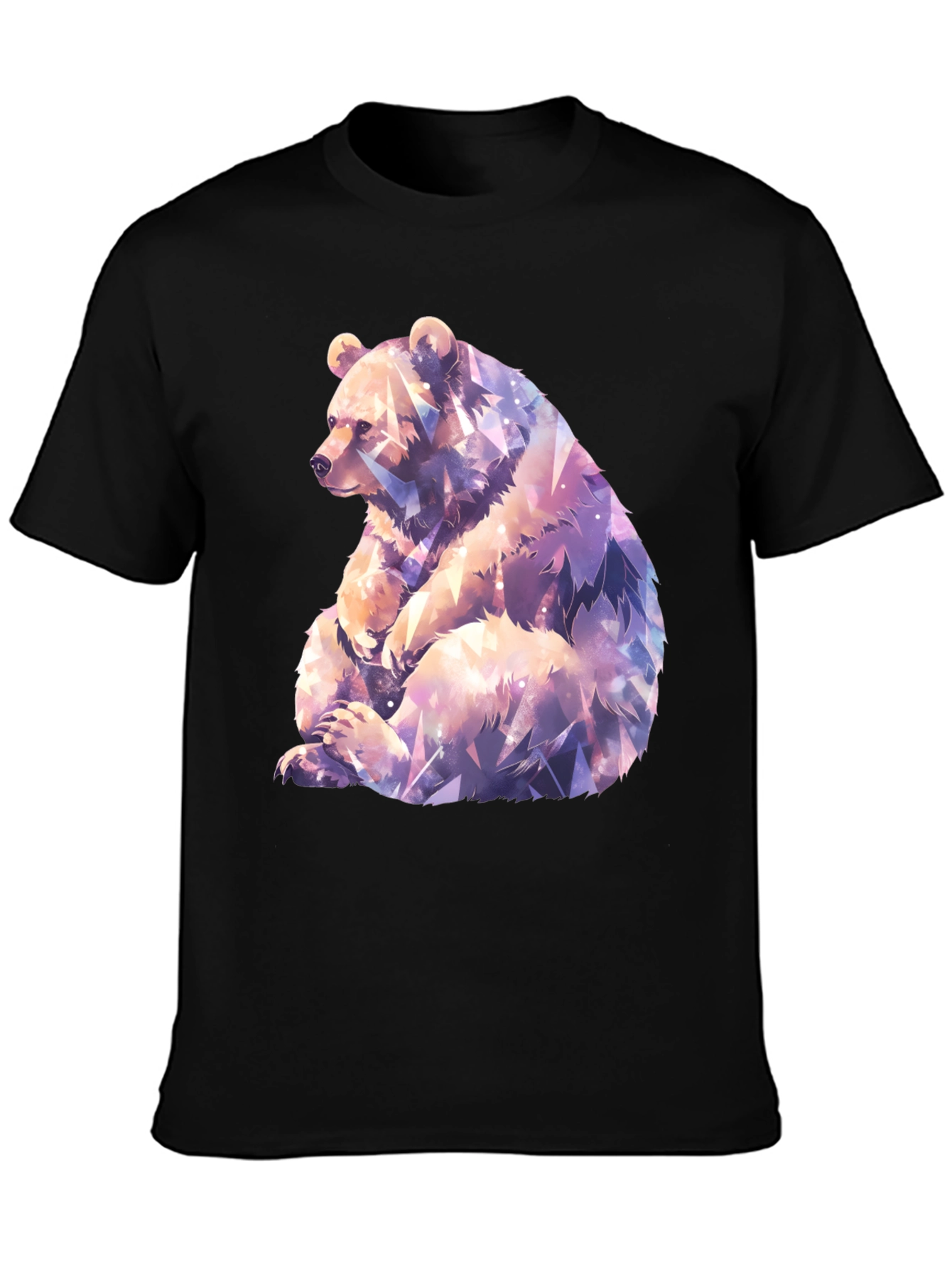 Geometric Bear Graphic Tee - Stylish Mens Black T-Shirt