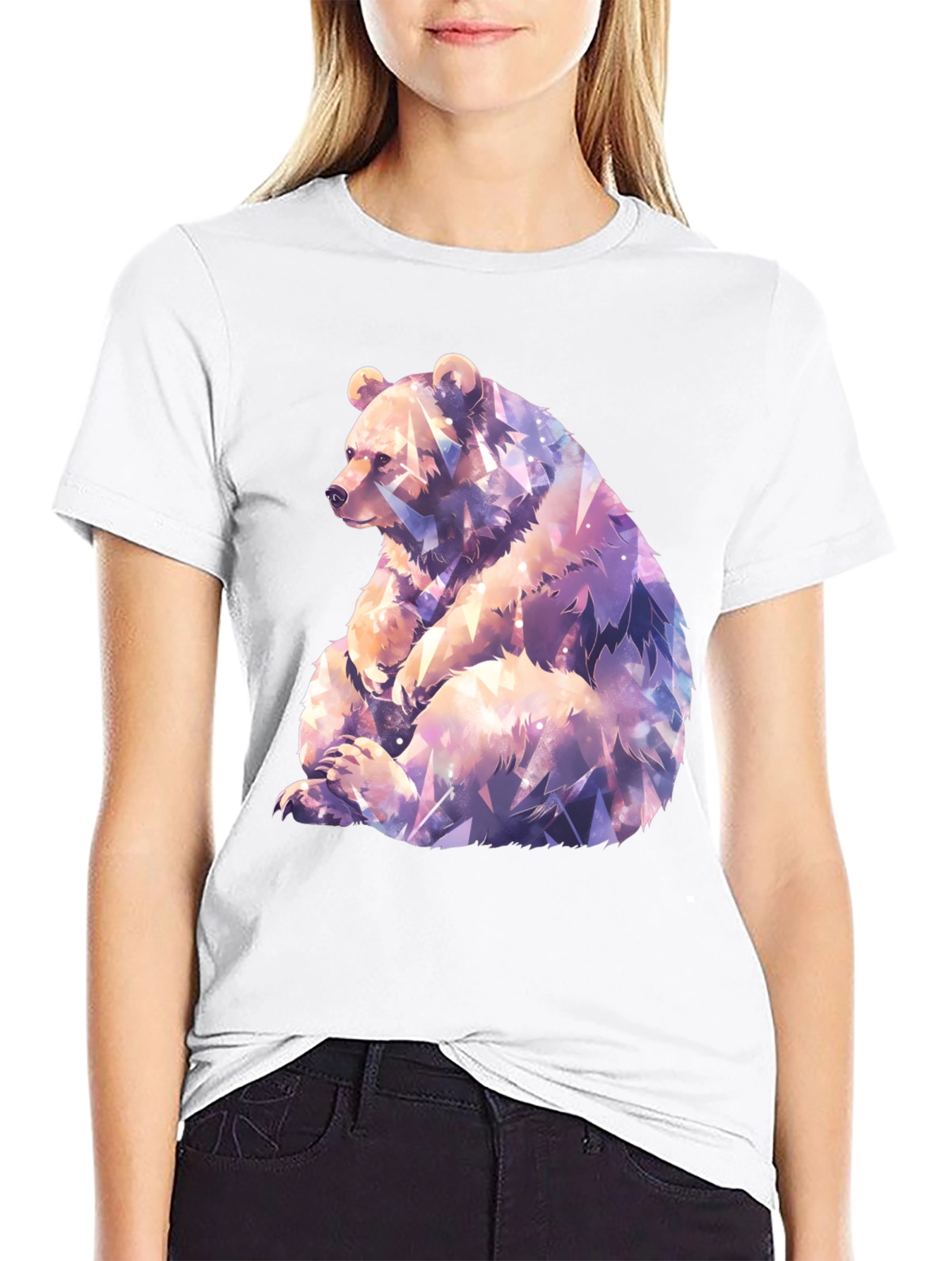 Geometric Bear Graphic Tee - Stylish Mens Black T-Shirt