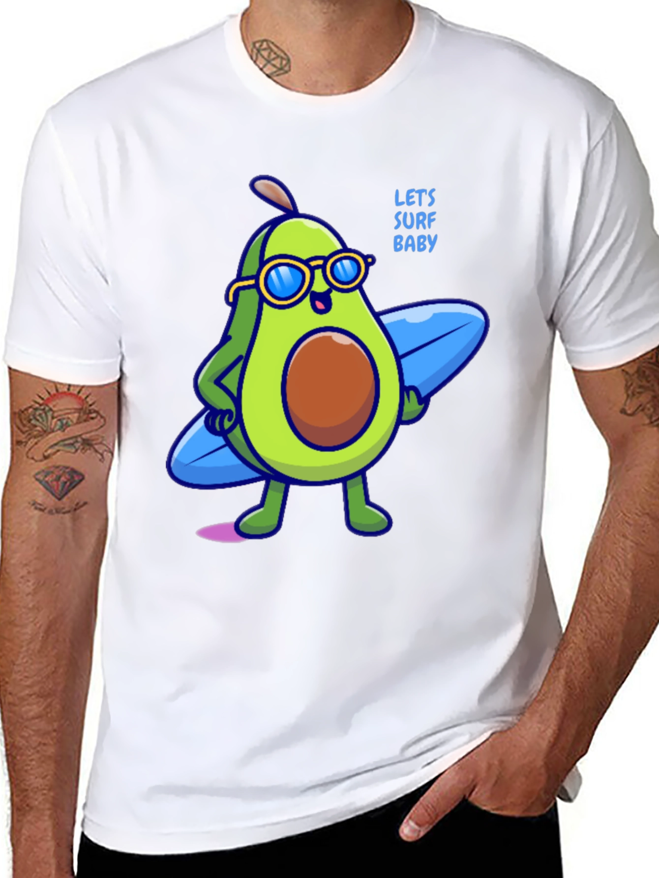 Avocado Surfer Graphic Tee - Lets Surf Baby!