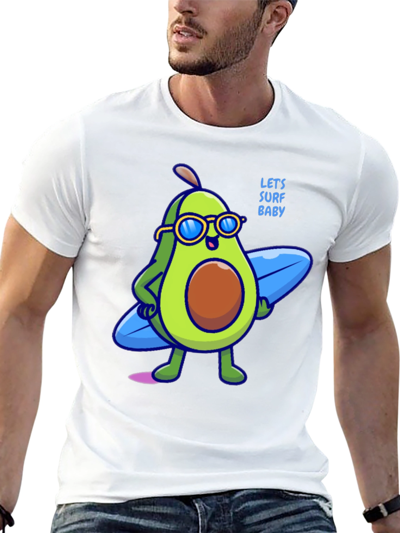 Avocado Surfer Graphic Tee - Lets Surf Baby!