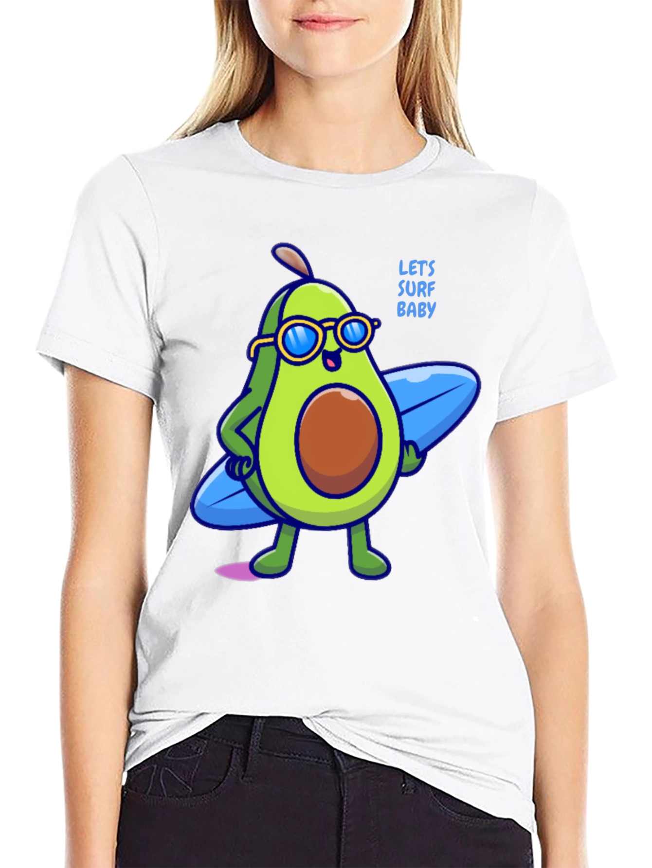 Avocado Surfer Graphic Tee - Lets Surf Baby!