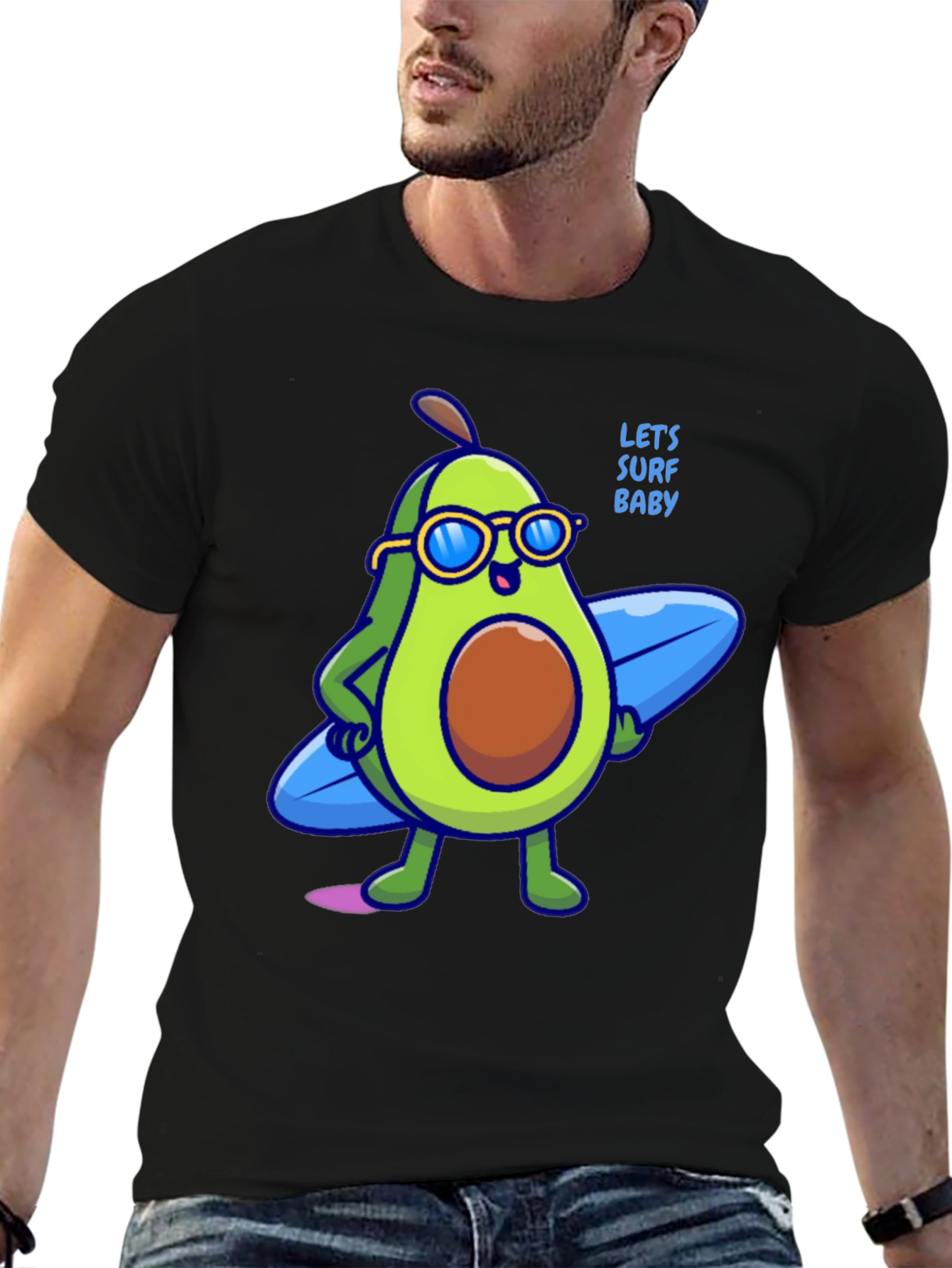 Avocado Surfer Graphic Tee - Lets Surf Baby!
