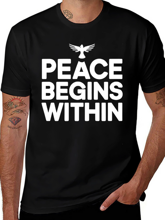Peace Begins Within Black Graphic T-Shirt