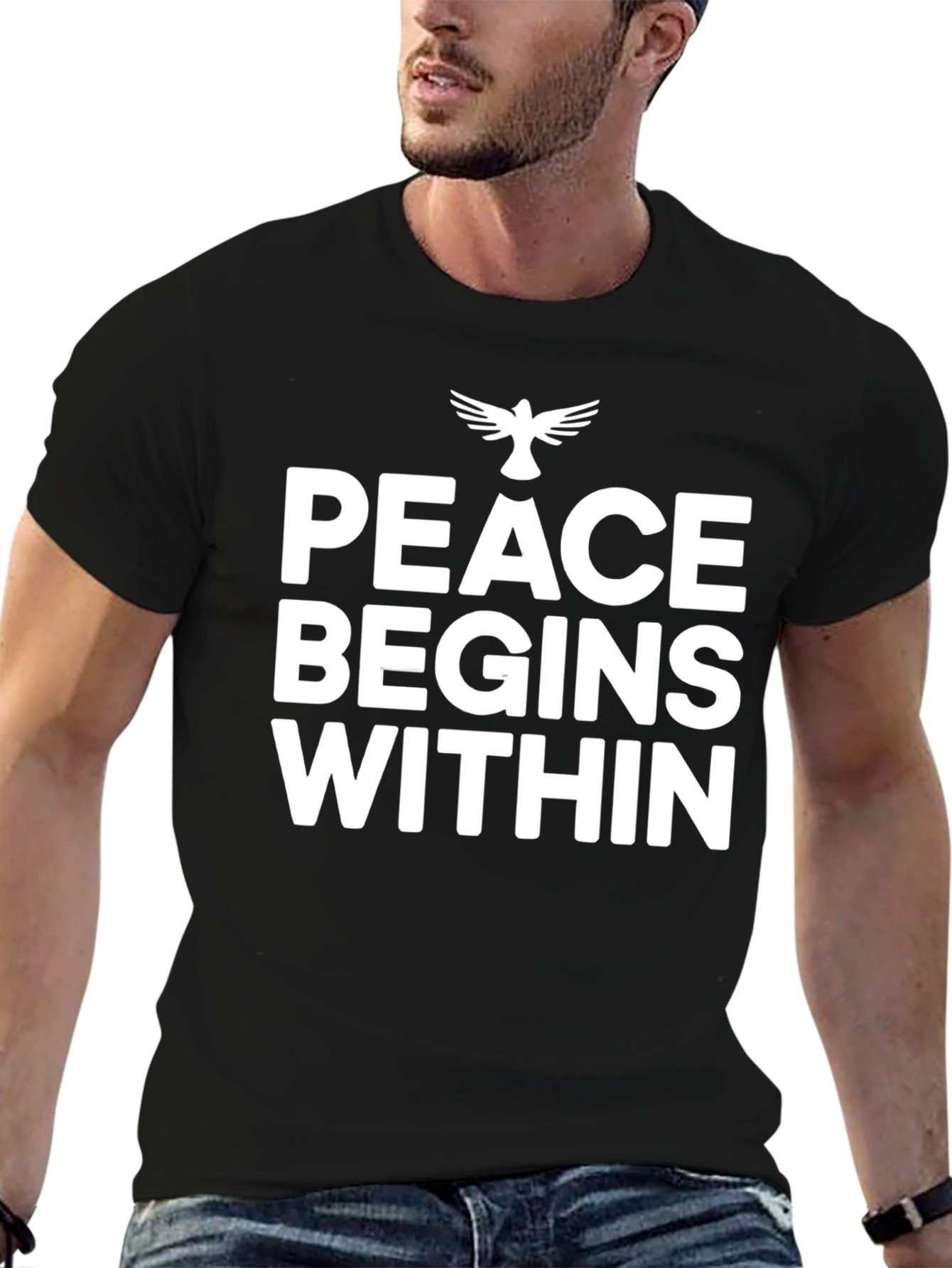 Peace Begins Within Black Graphic T-Shirt