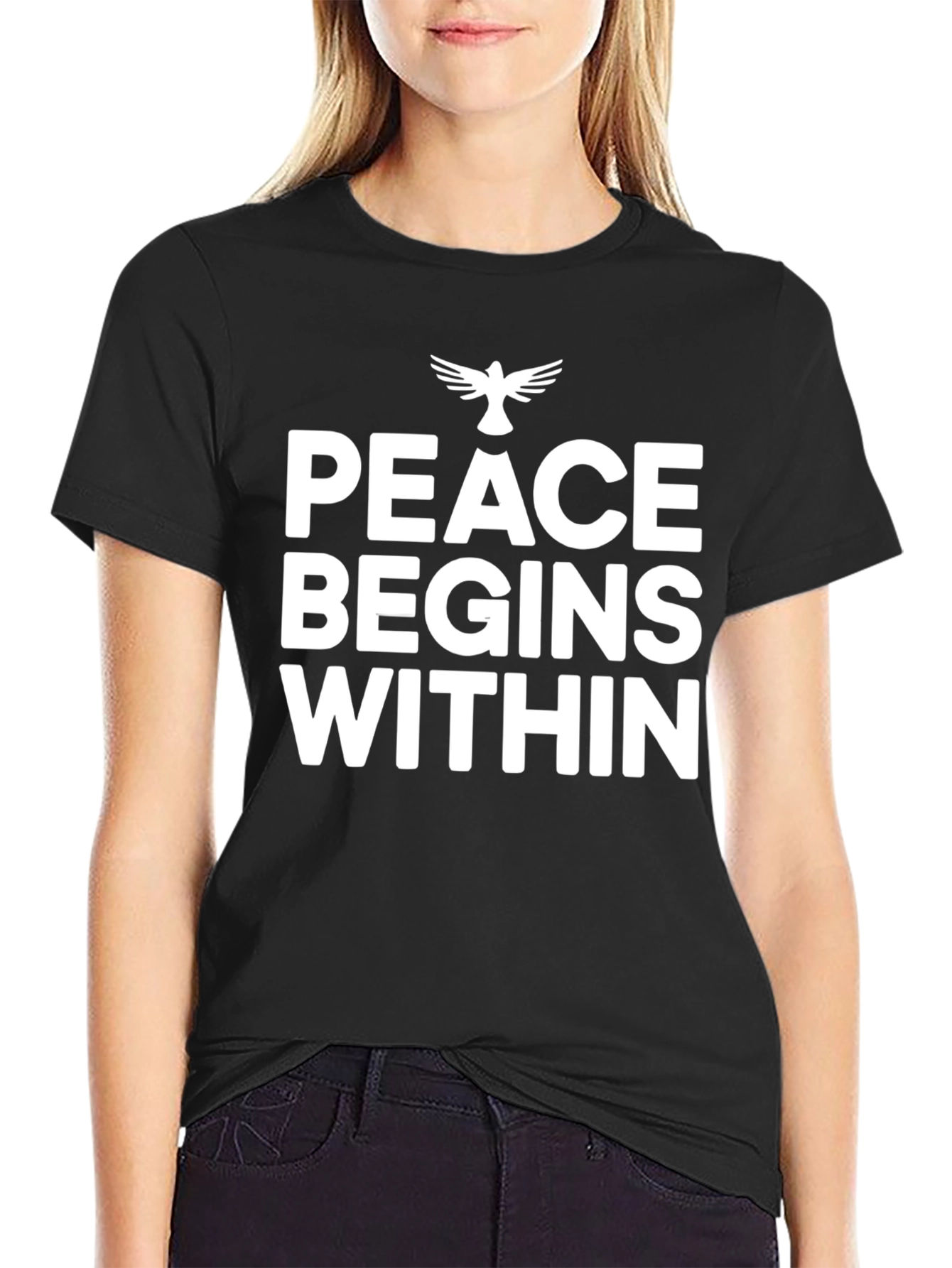 Peace Begins Within Black Graphic T-Shirt